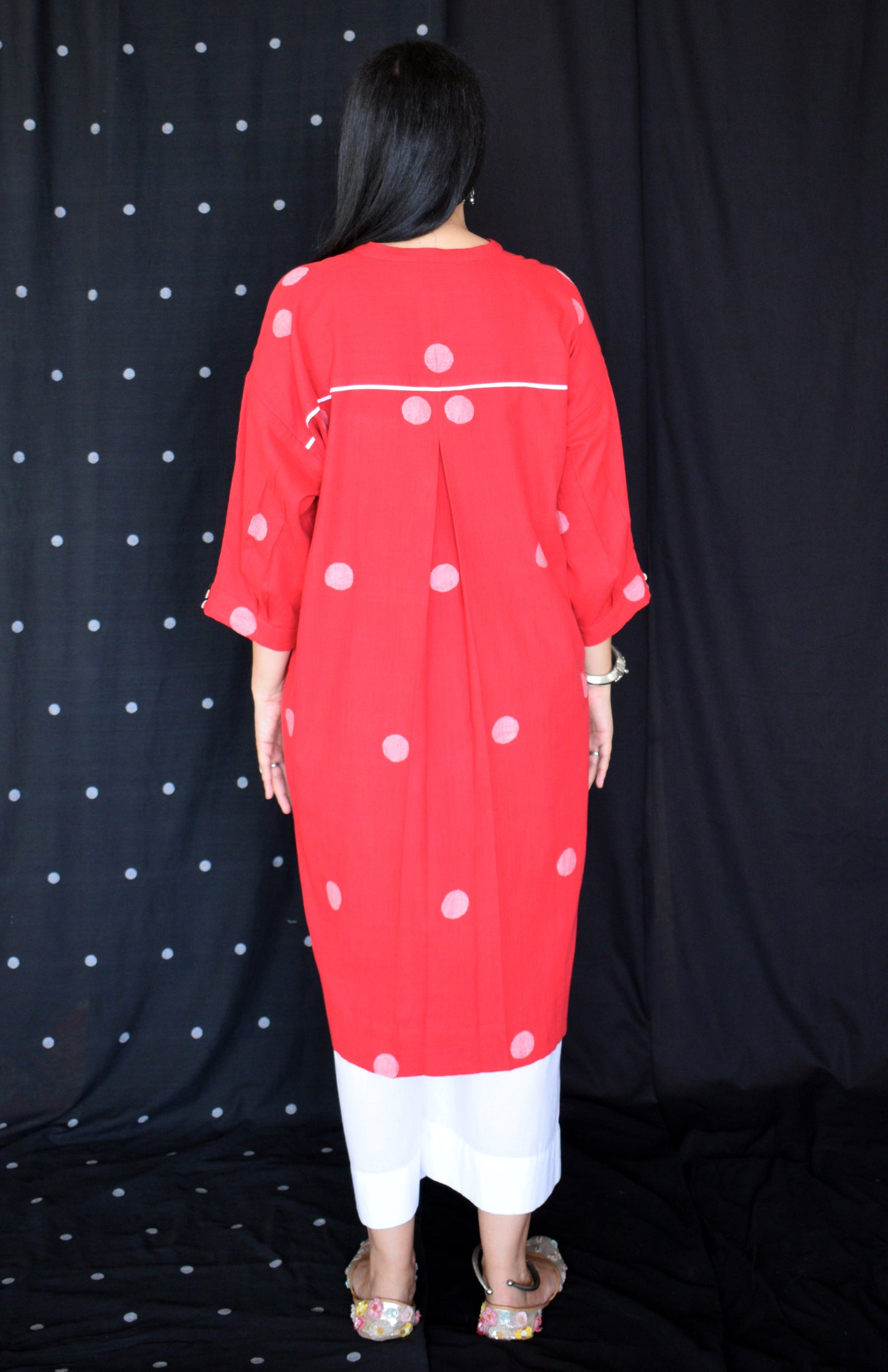 Red jamdani Antifit Polka dot kurta