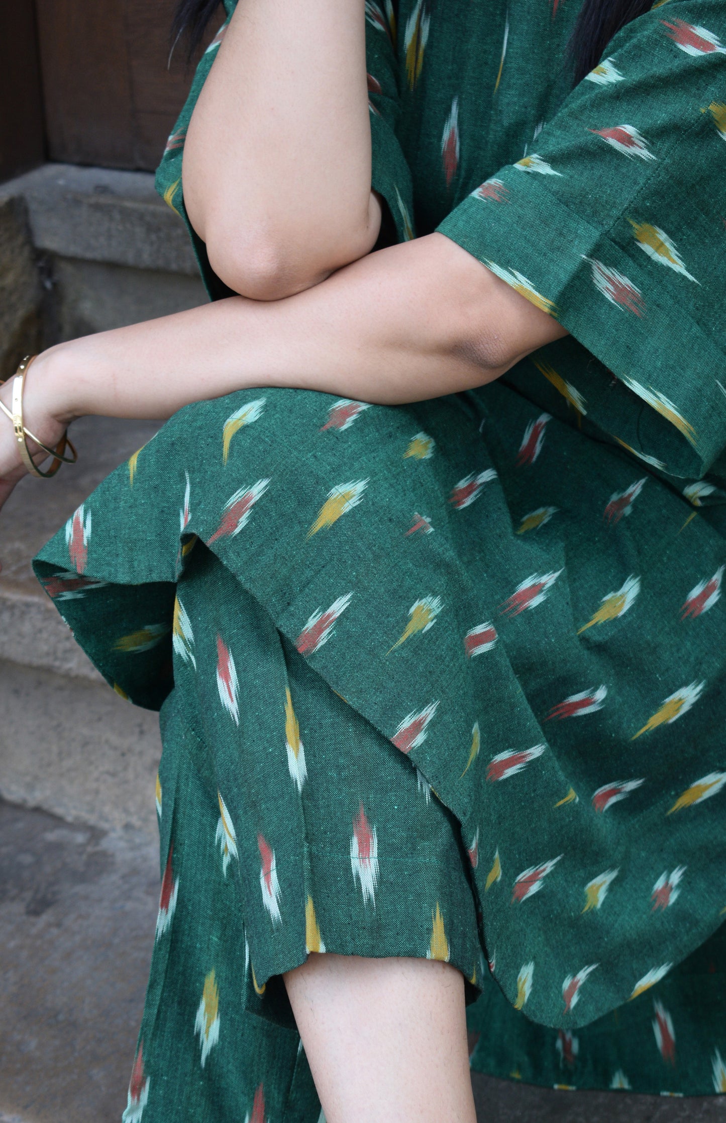 Green Ikat choga and pants