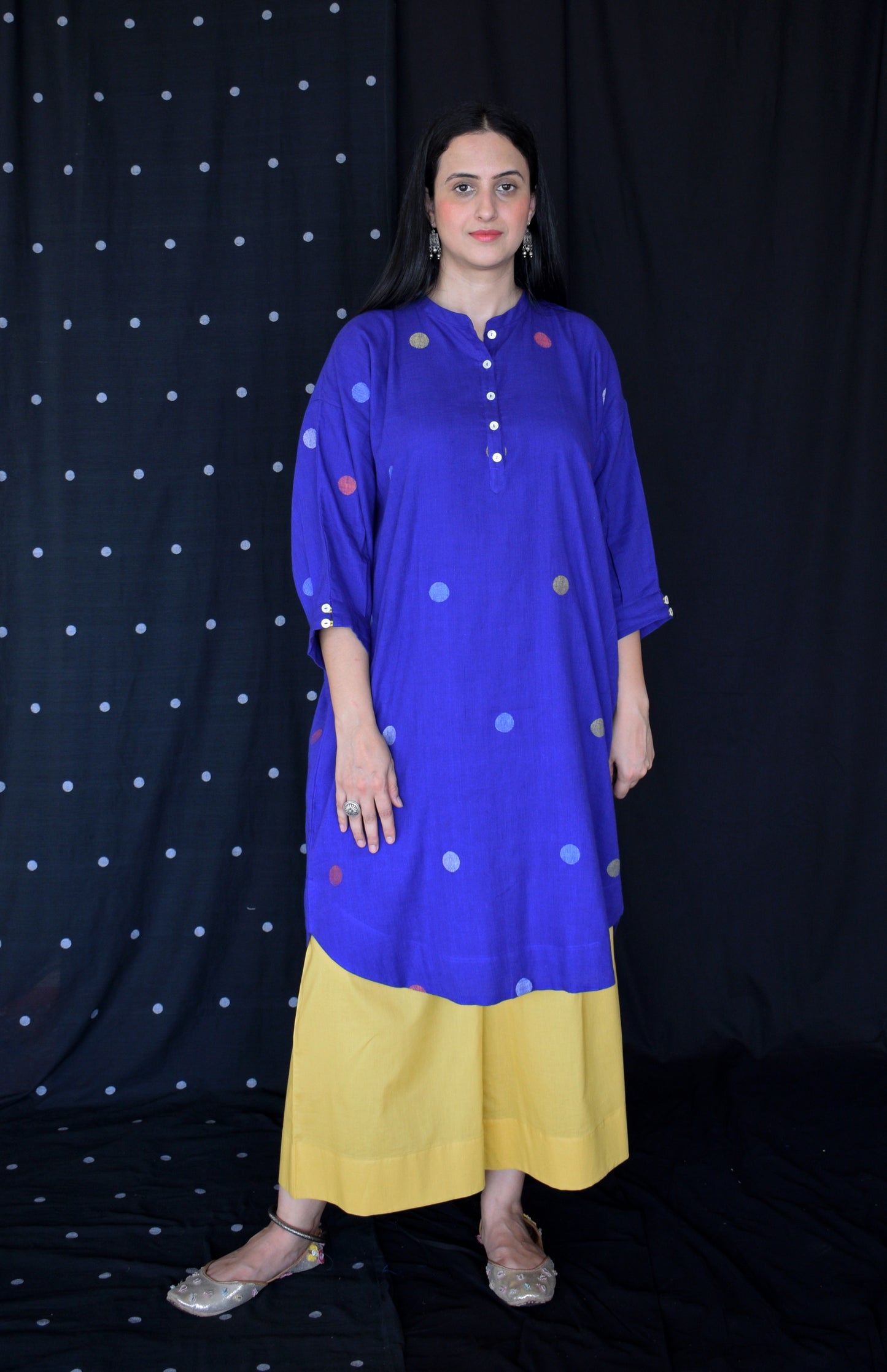 Blue jamdani Antifit Polka dot kurta