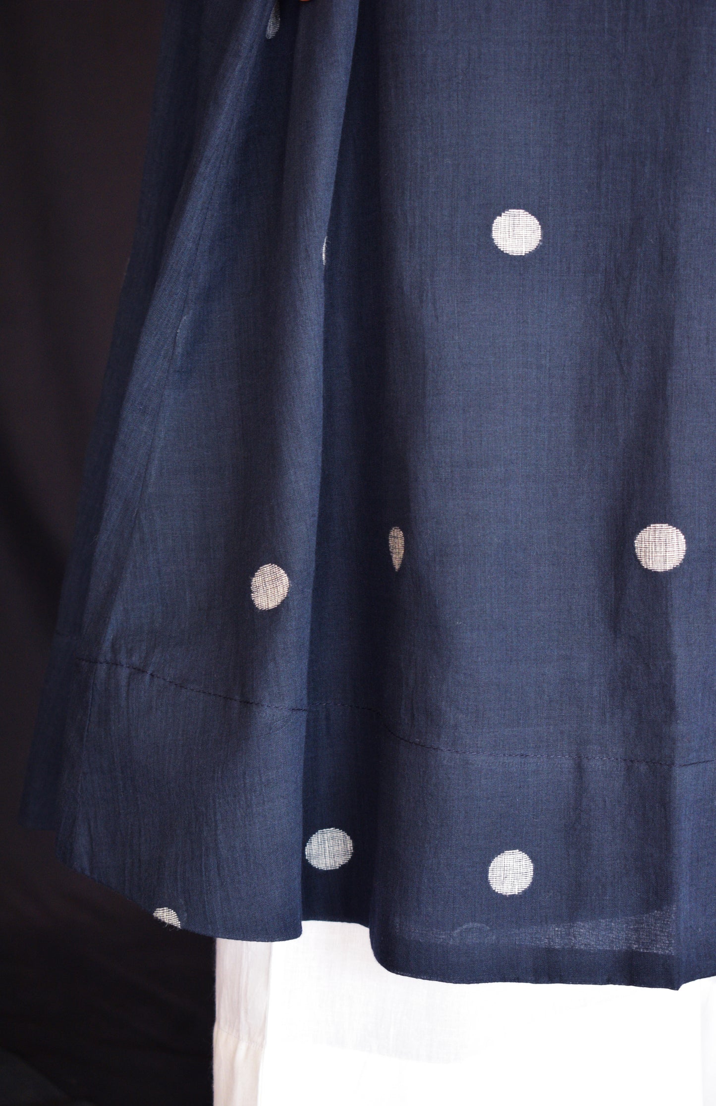 Black jamdani A line Polka dot kurta