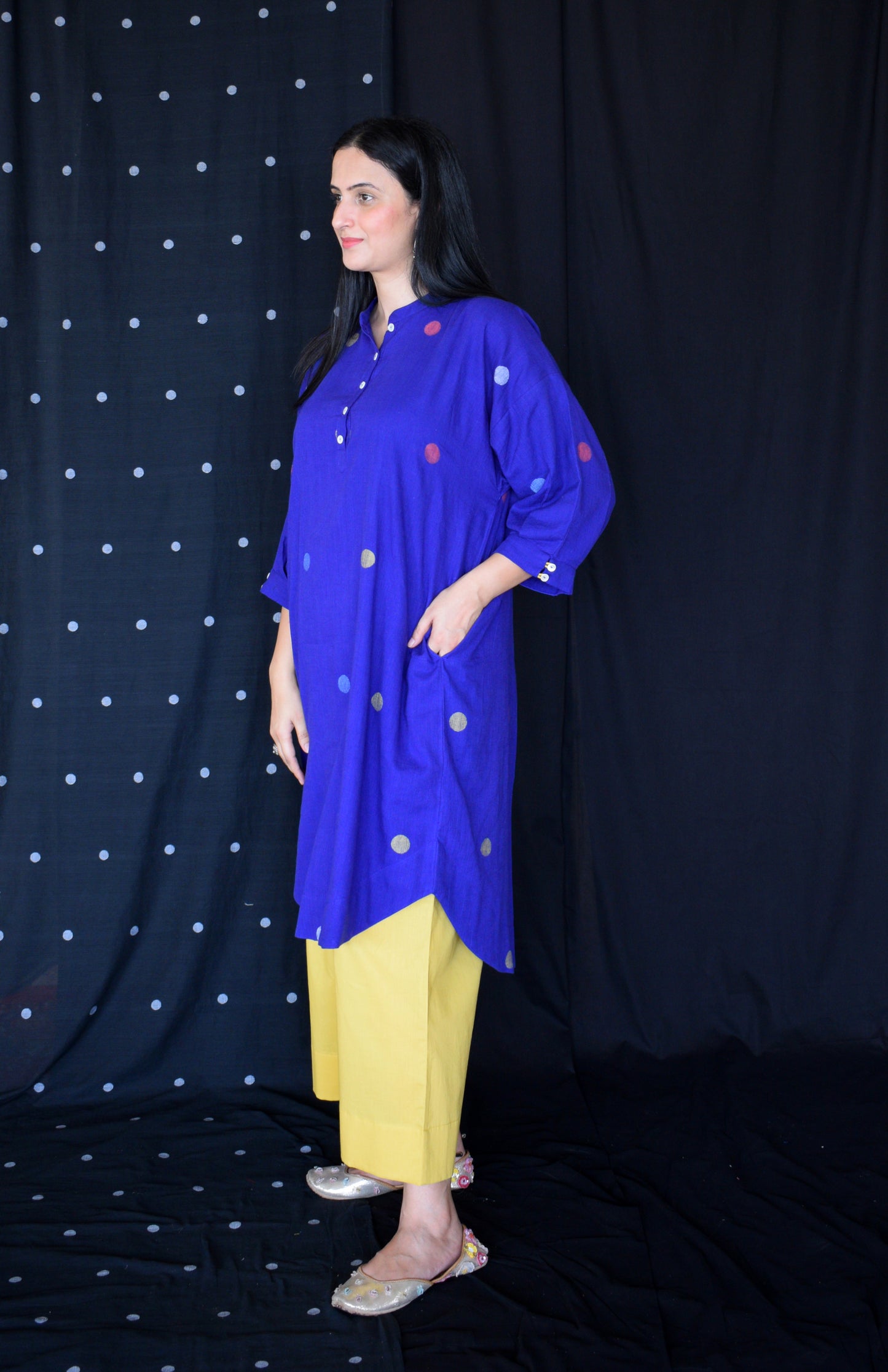 Blue jamdani Antifit Polka dot kurta