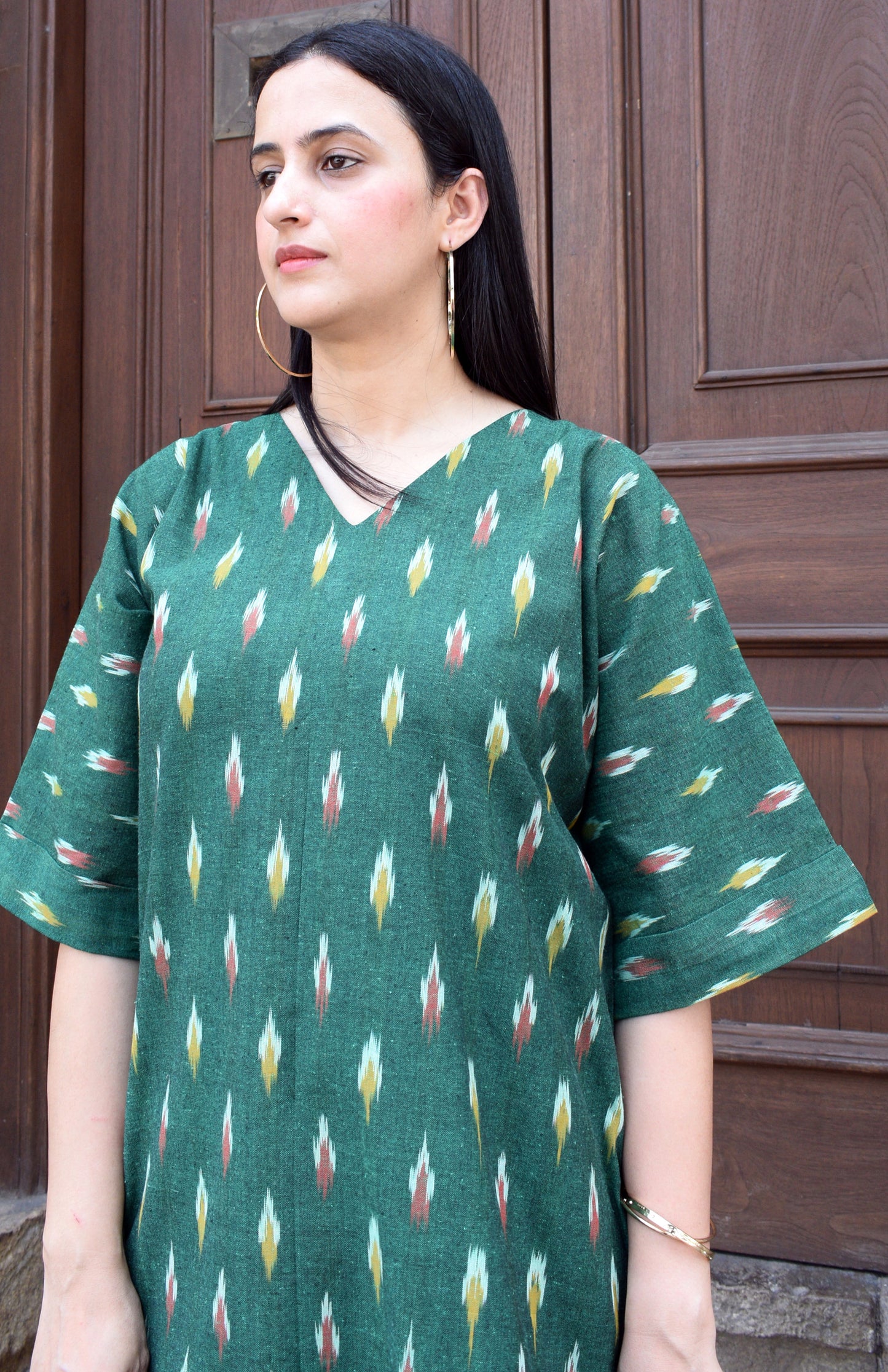 Green Ikat choga and pants