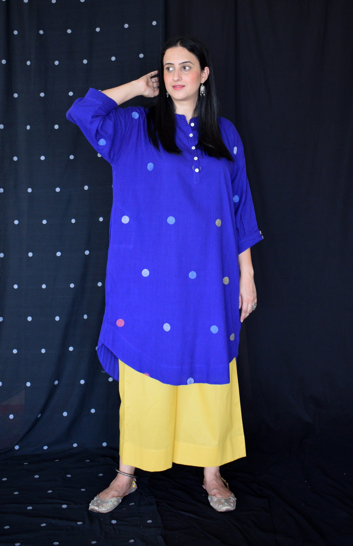 Blue jamdani Antifit Polka dot kurta