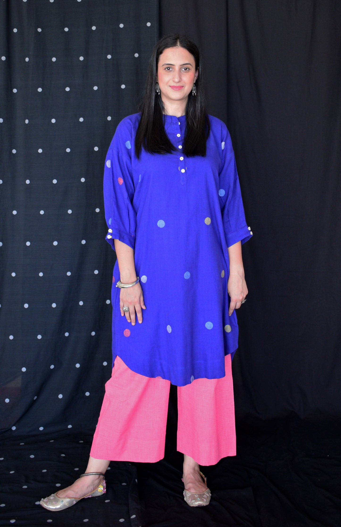 Blue jamdani Antifit Polka dot kurta