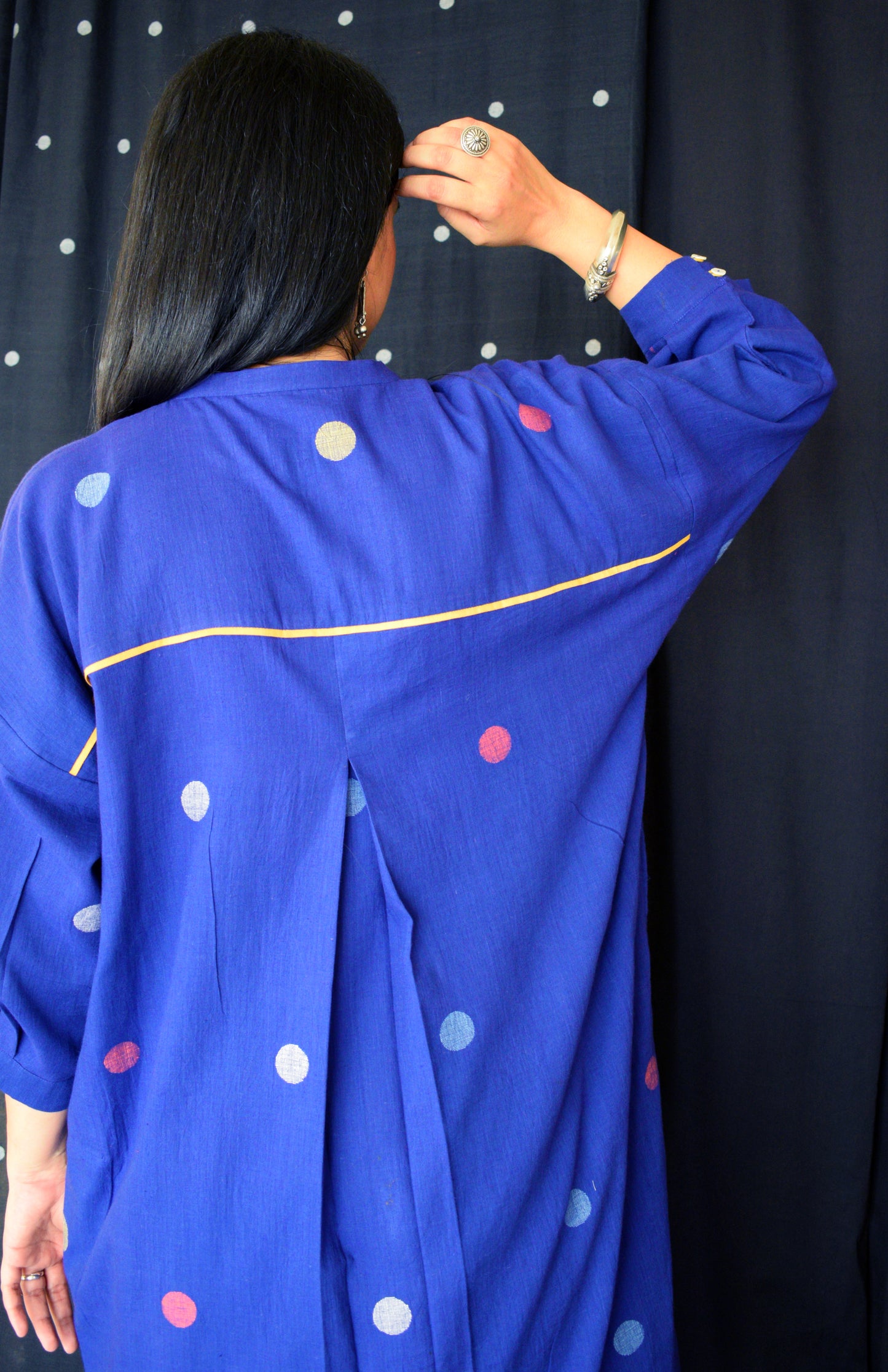 Blue jamdani Antifit Polka dot kurta