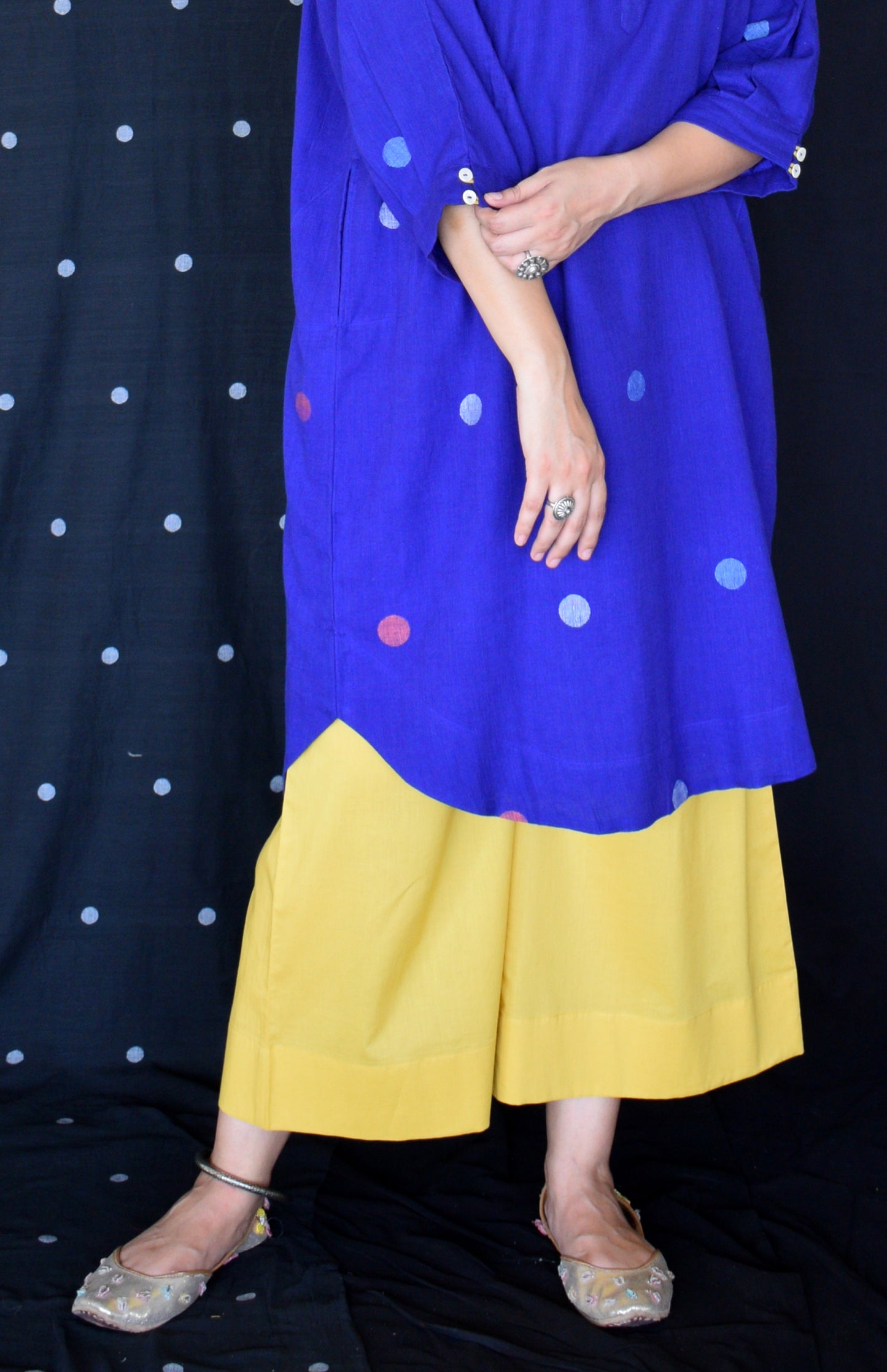 Yellow basic wide legged pyjama