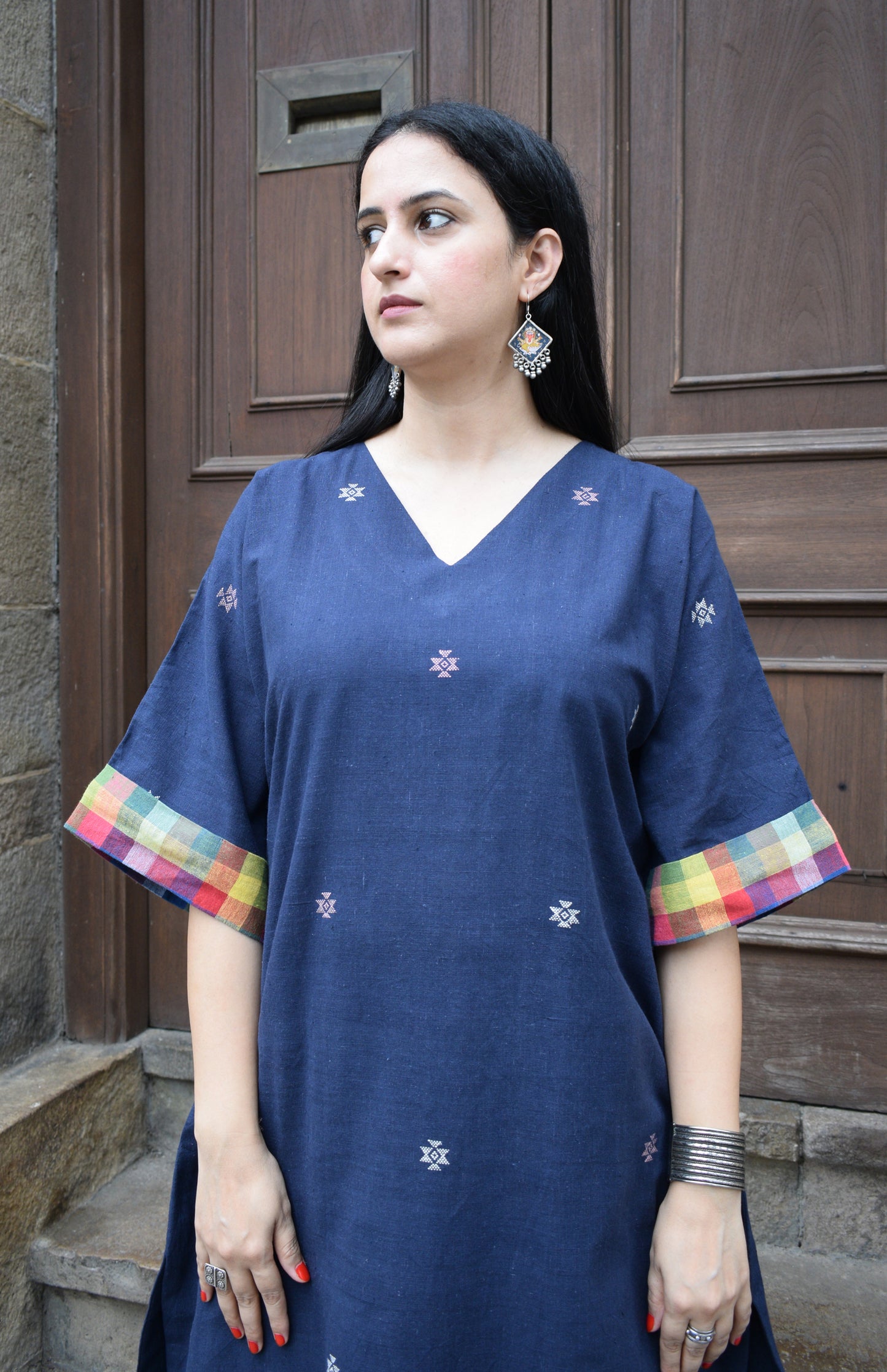 Navy blue Chowmukh Kala Cotton choga