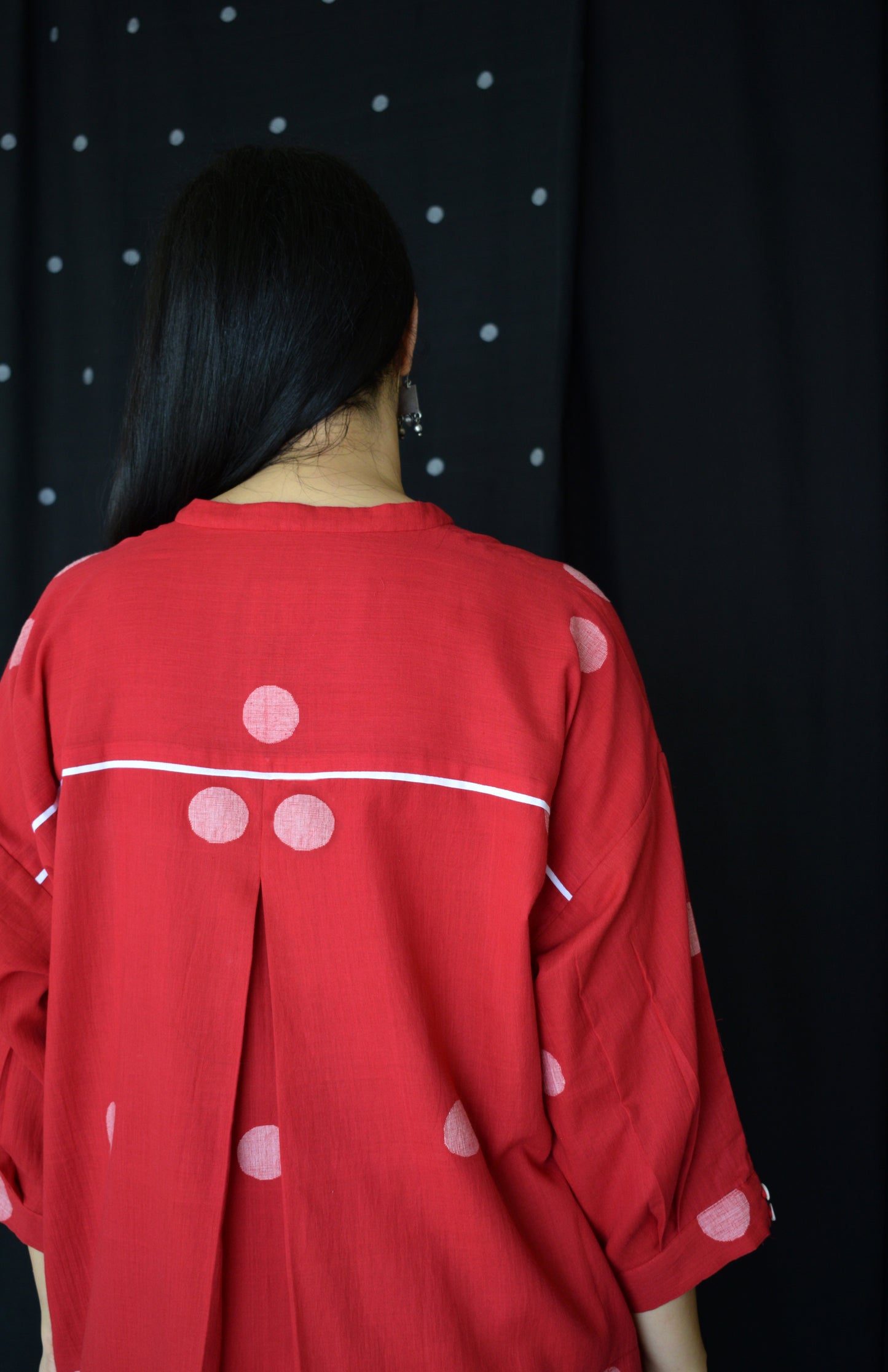 Red jamdani Antifit Polka dot kurta