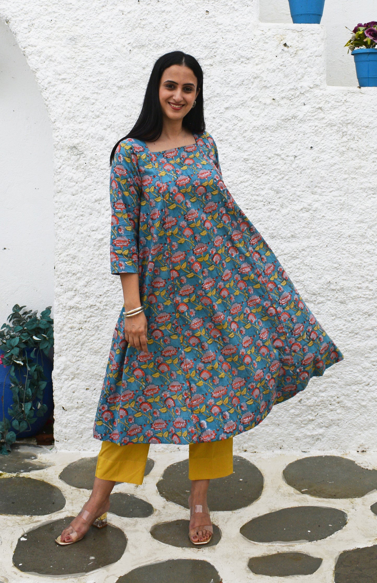 Yellow straight leg cotton pyjama