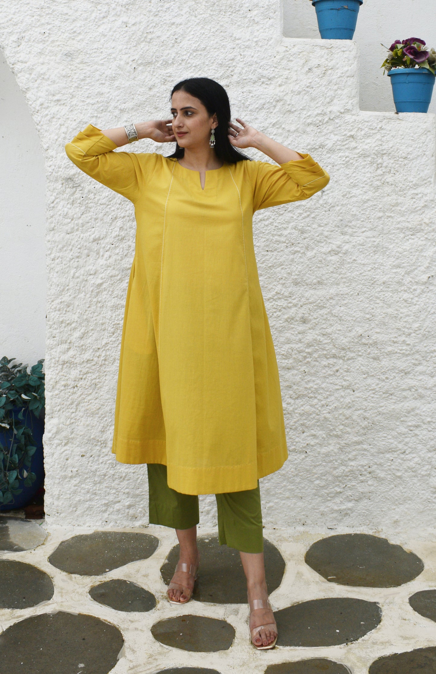 Green straight leg cotton pyjama