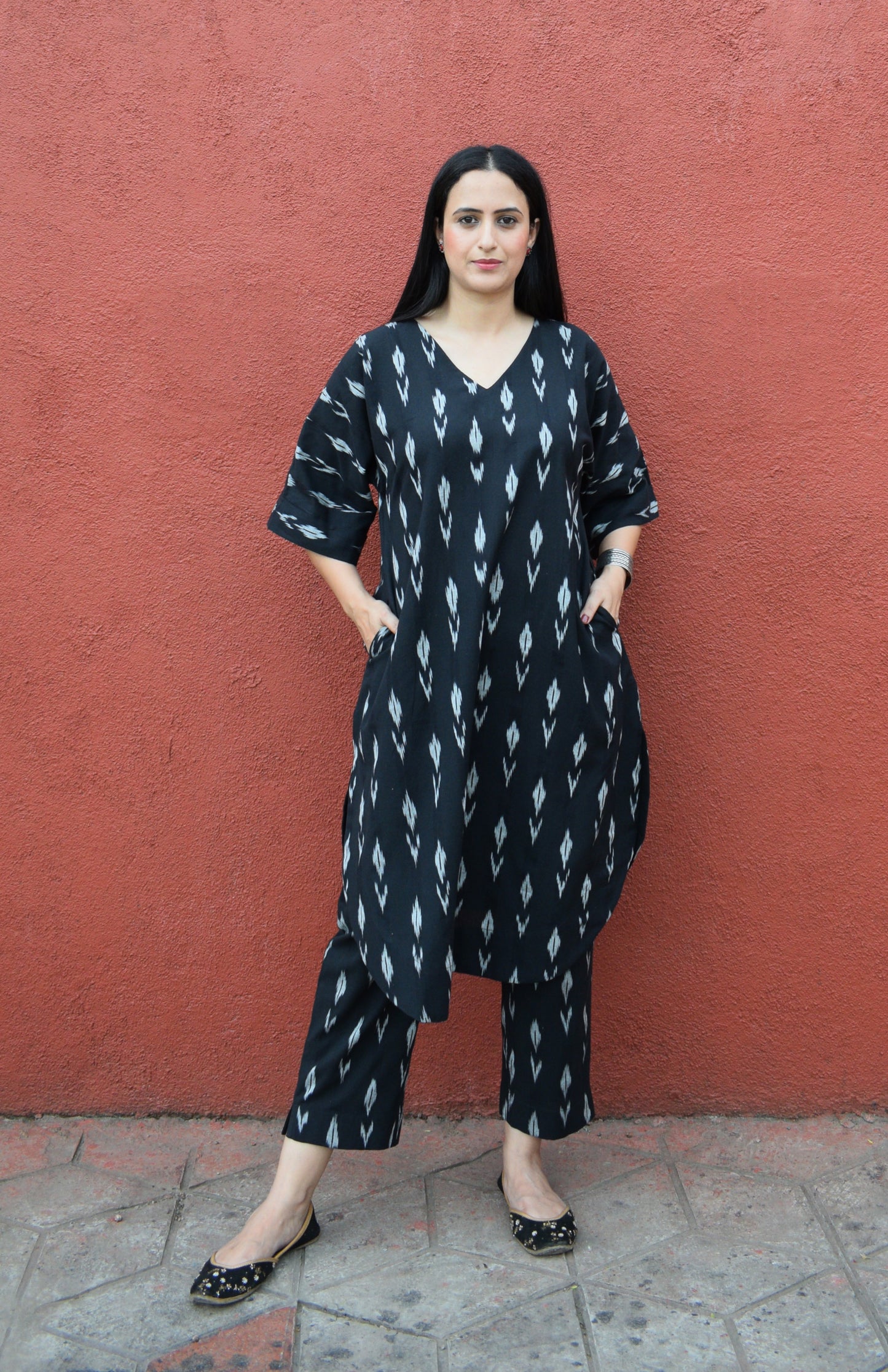 Black Ikat choga and pants