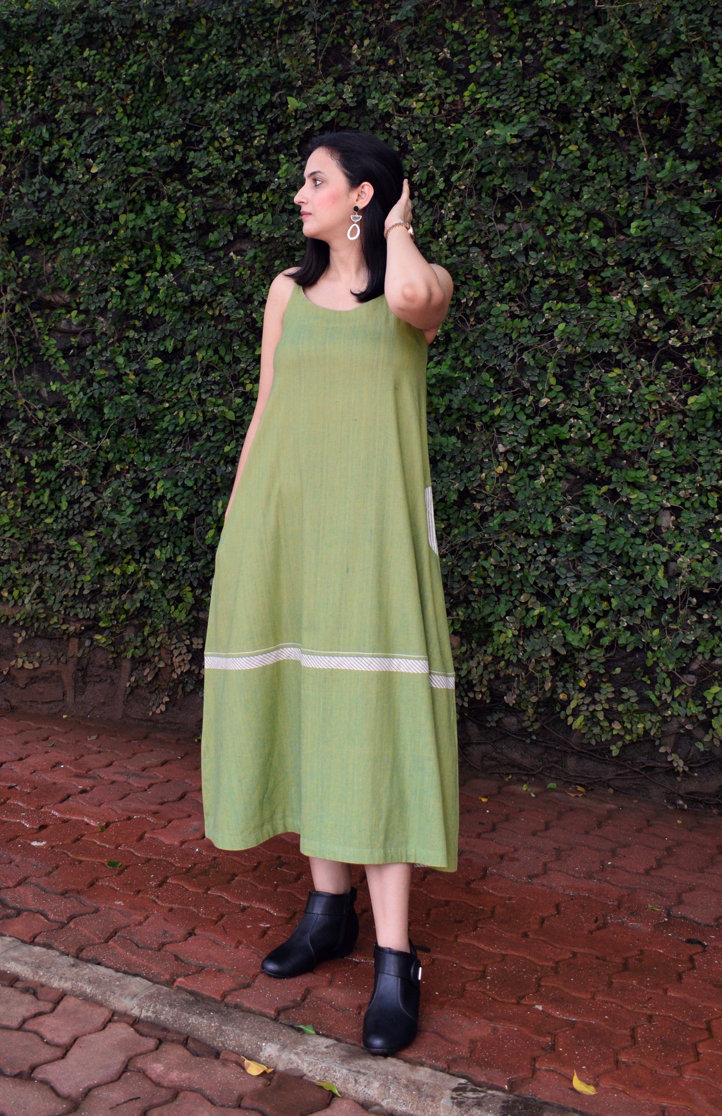Light green A-line handspun maxi dress | Rescue