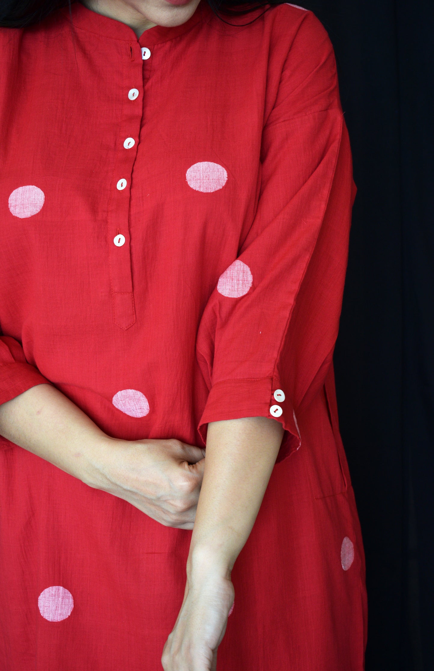 Red jamdani Antifit Polka dot kurta