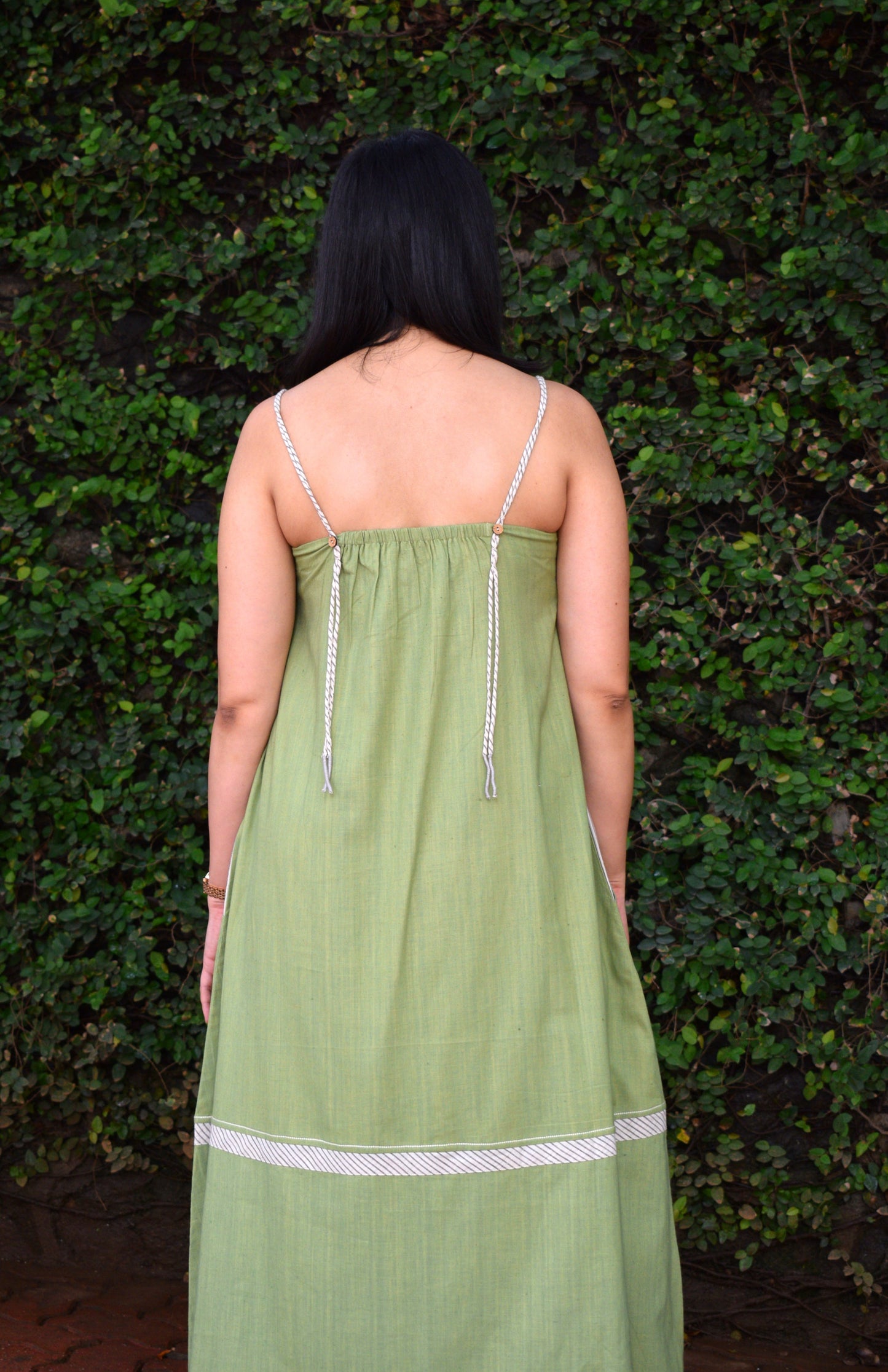 Light green A-line handspun maxi dress | Rescue
