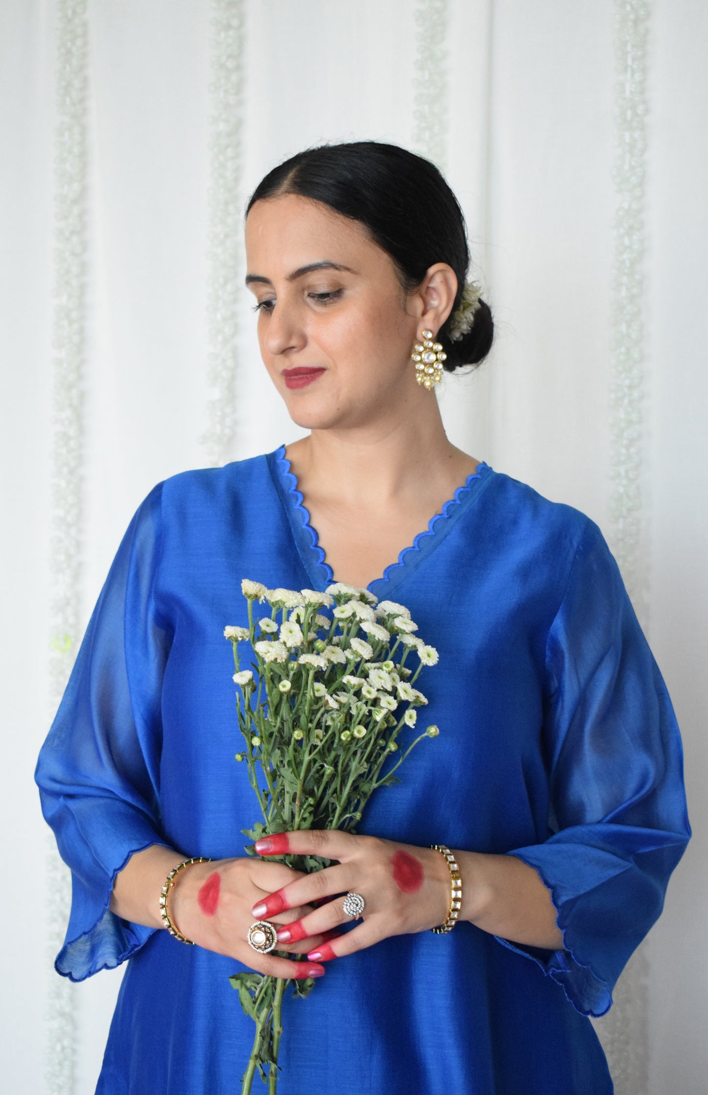 Blue Chanderi Kurta with Pyjama