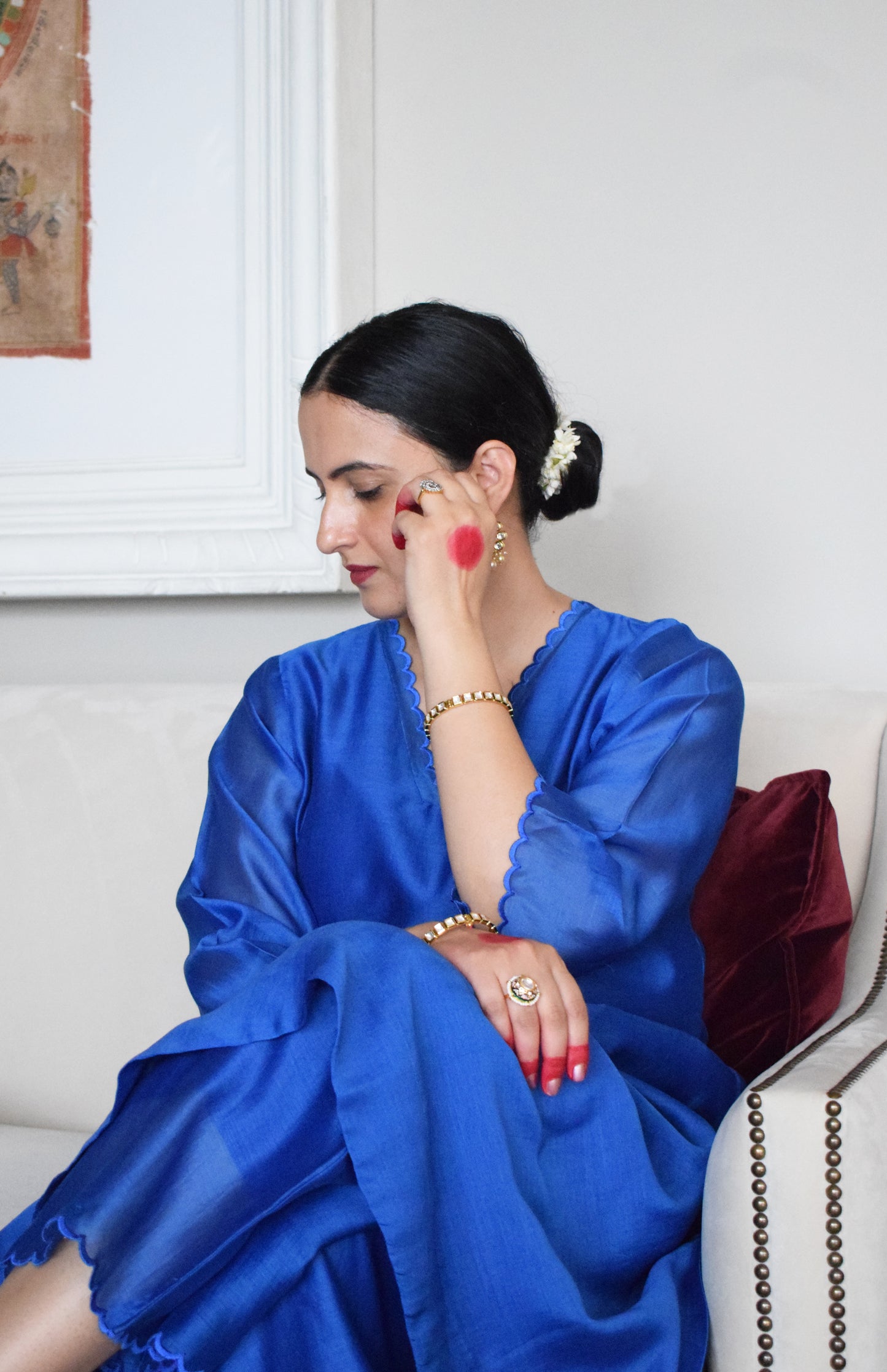 Blue Chanderi Kurta with Pyjama