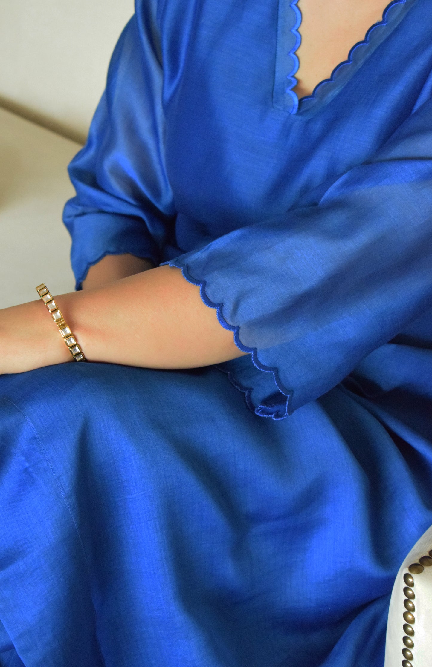 Blue Chanderi Kurta with Pyjama