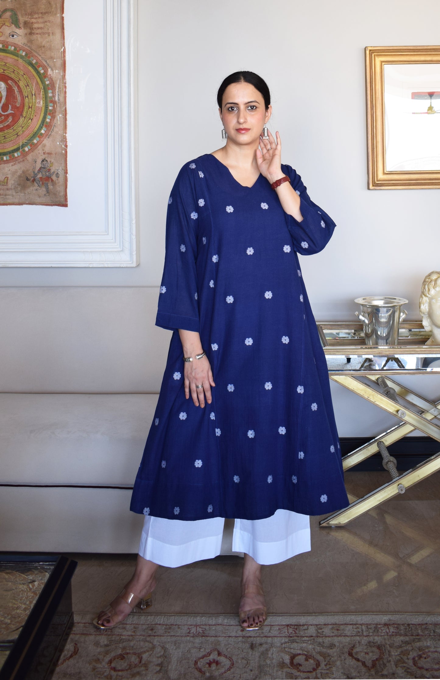 Midnight Blue Jamdani Phiran