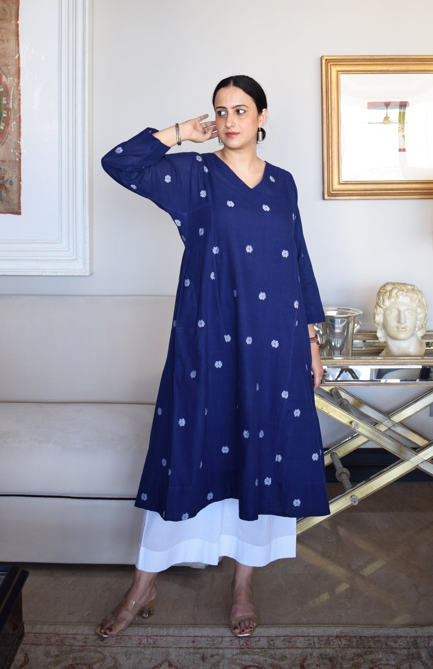 Midnight Blue Jamdani Phiran