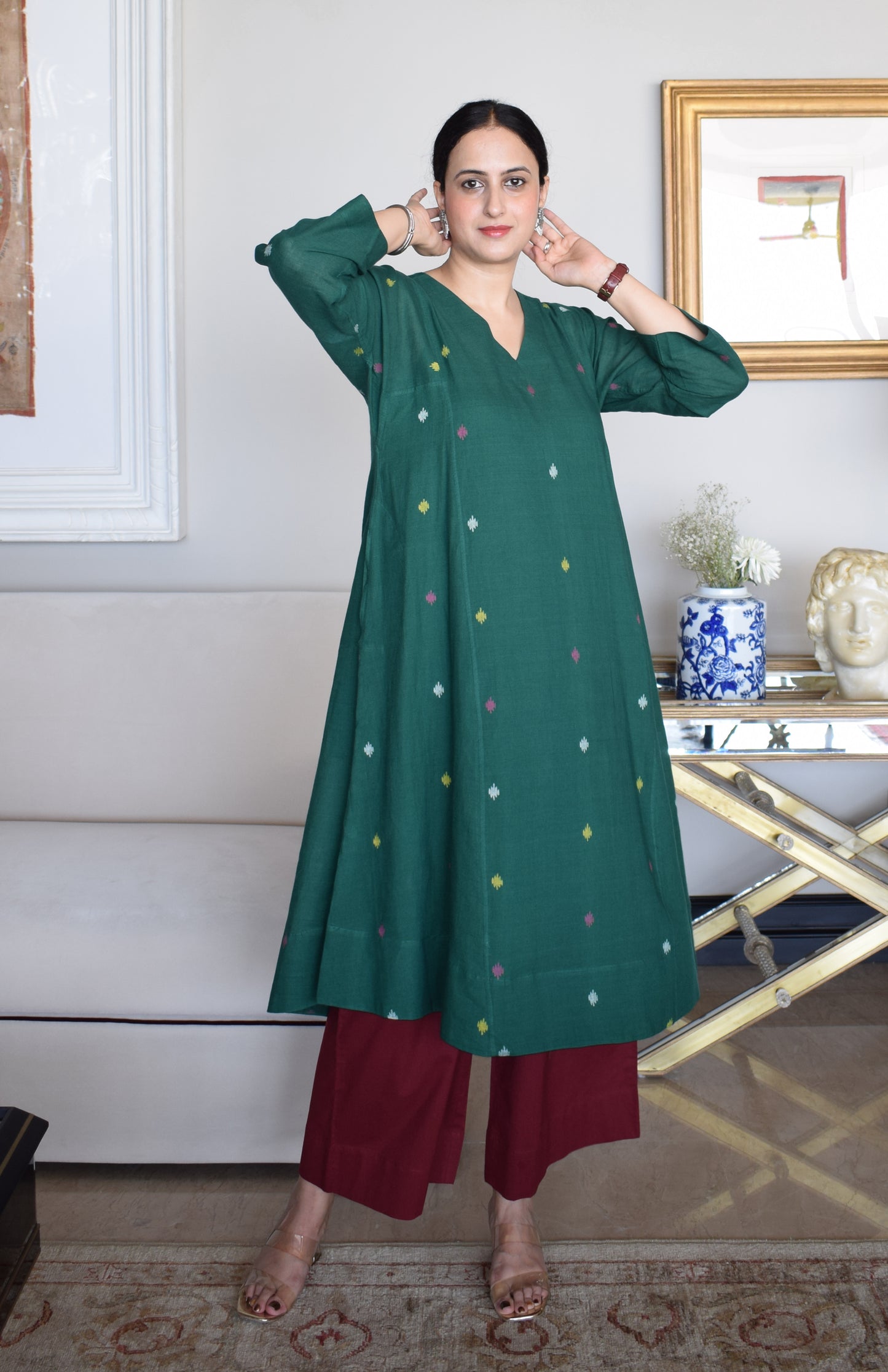 Blue and Maroon Basic Pyjama- Set of 2