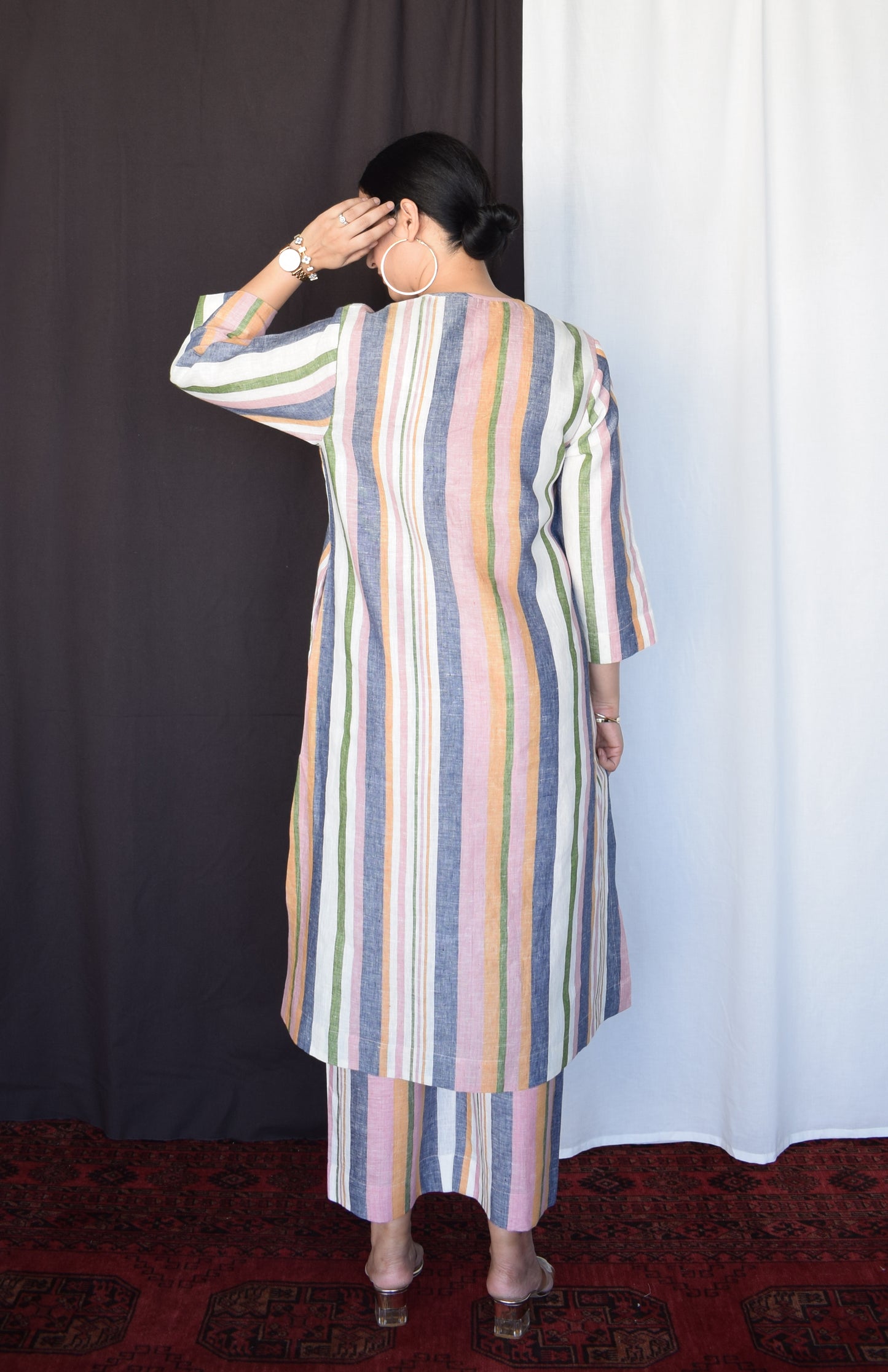 Multicolour Striped Linen Co-Ord Set