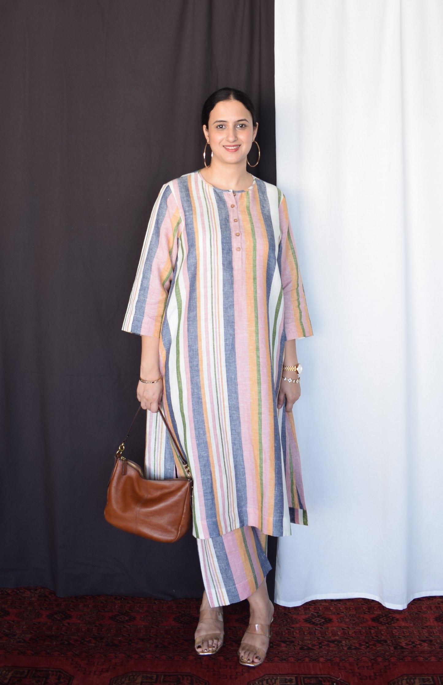Multicolour Striped Linen Co-Ord Set