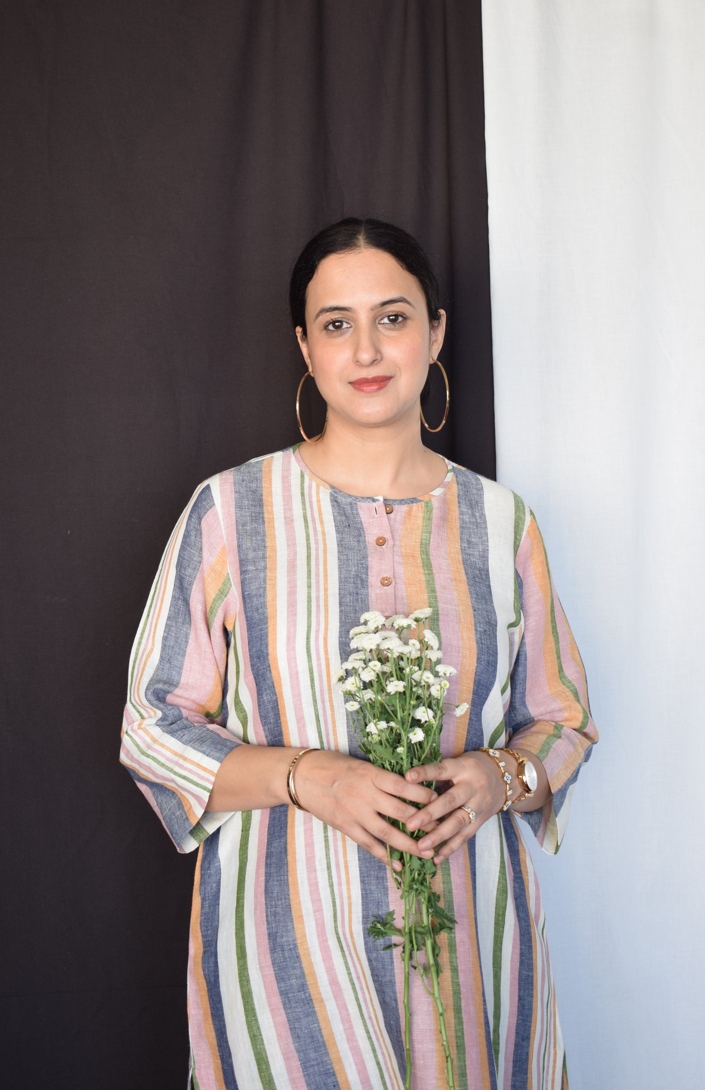 Multicolour Striped Linen Co-Ord Set