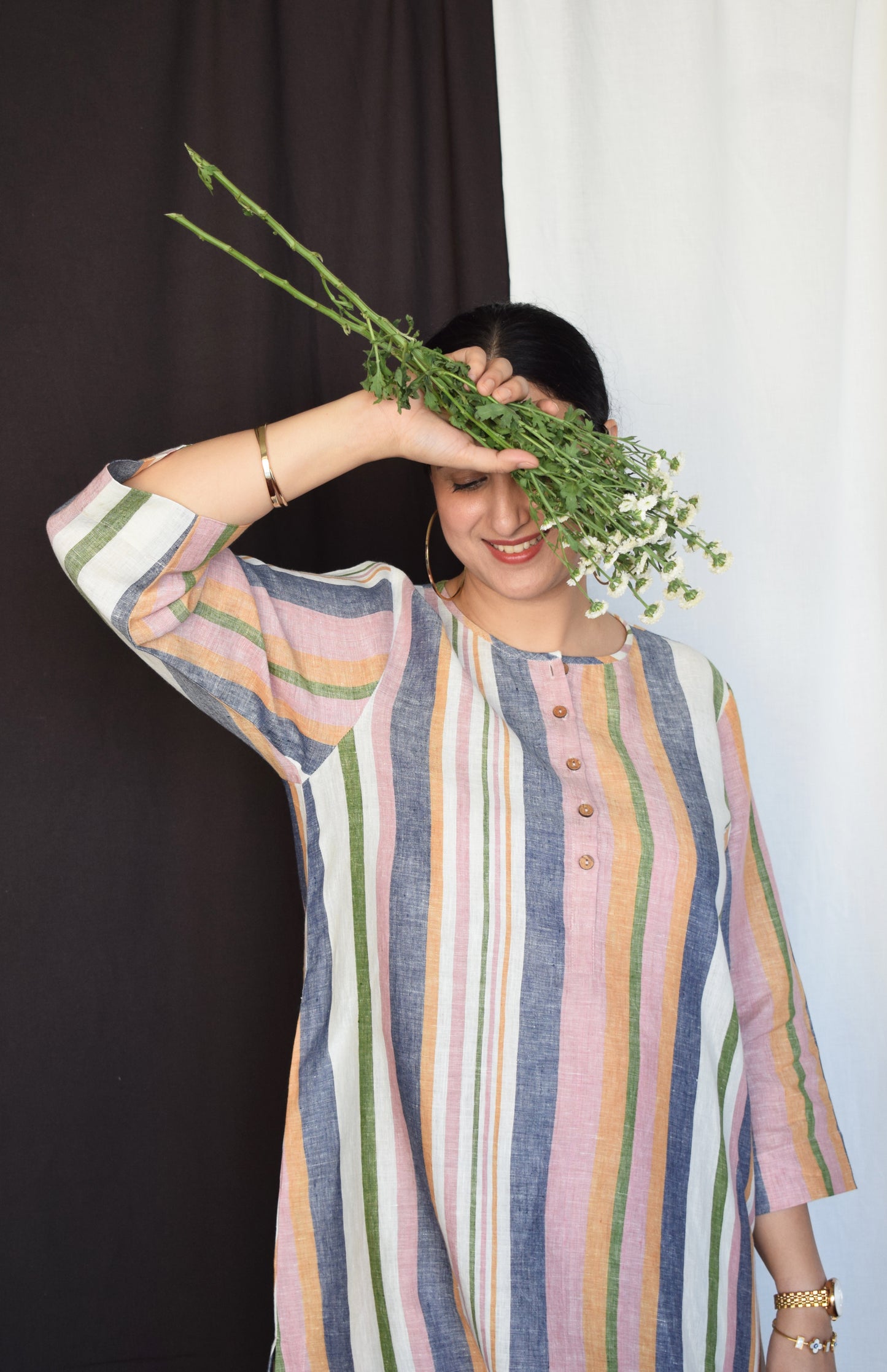 Multicolour Striped Linen Co-Ord Set