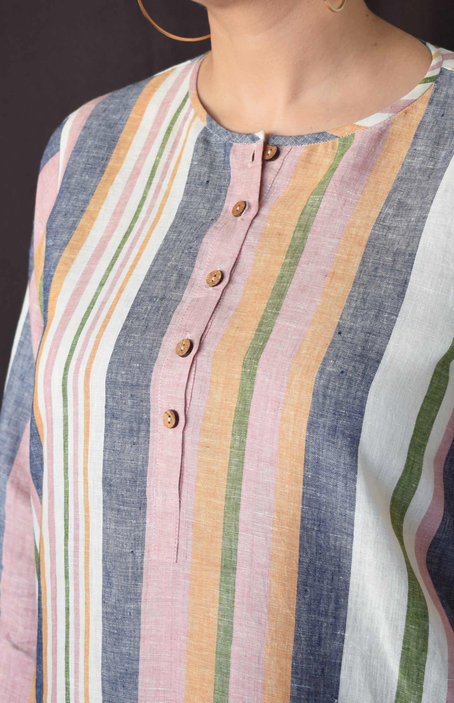 Multicolour Striped Linen Co-Ord Set