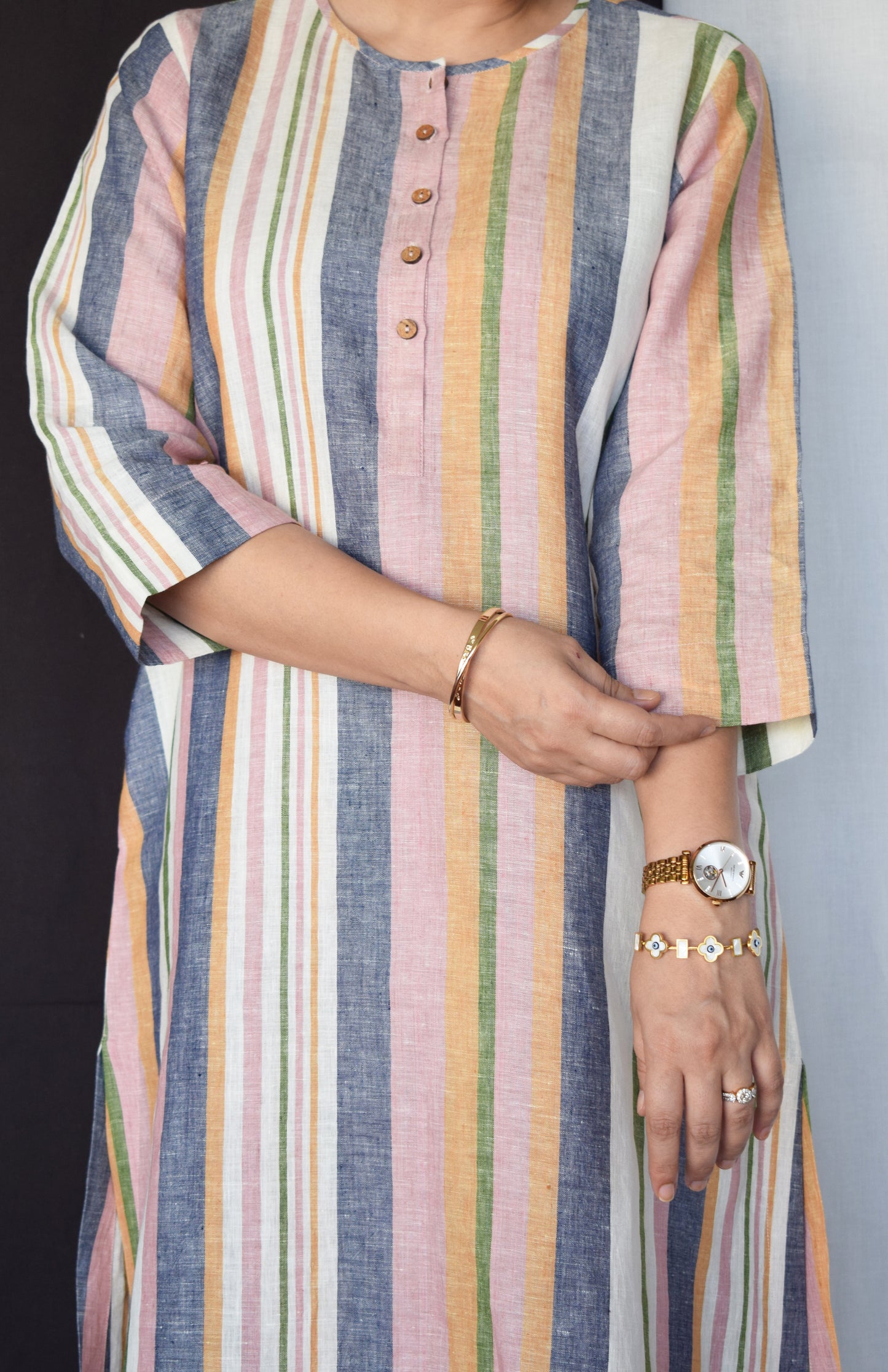 Multicolour Striped Linen Co-Ord Set
