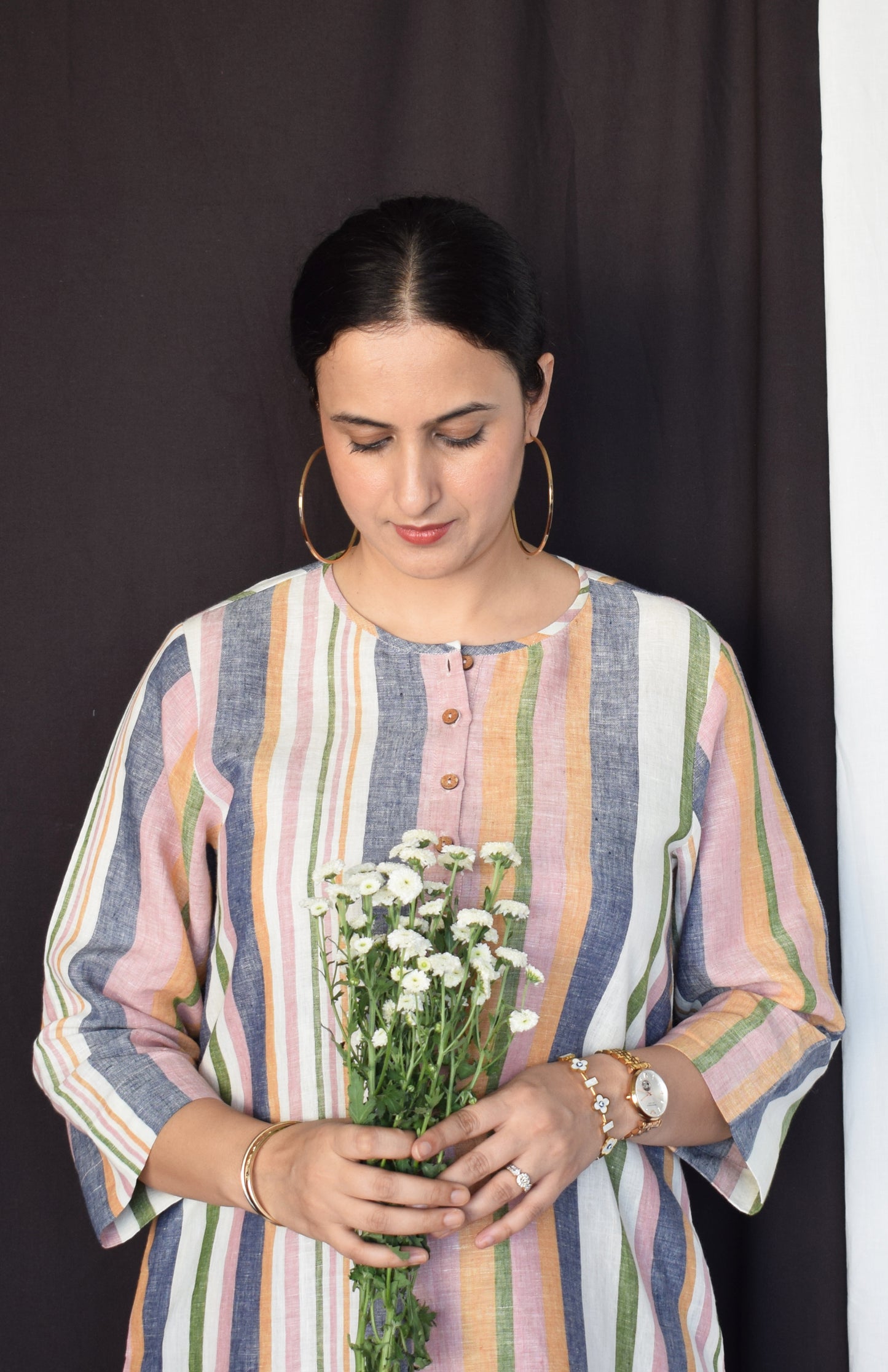 Multicolour Striped Linen Co-Ord Set