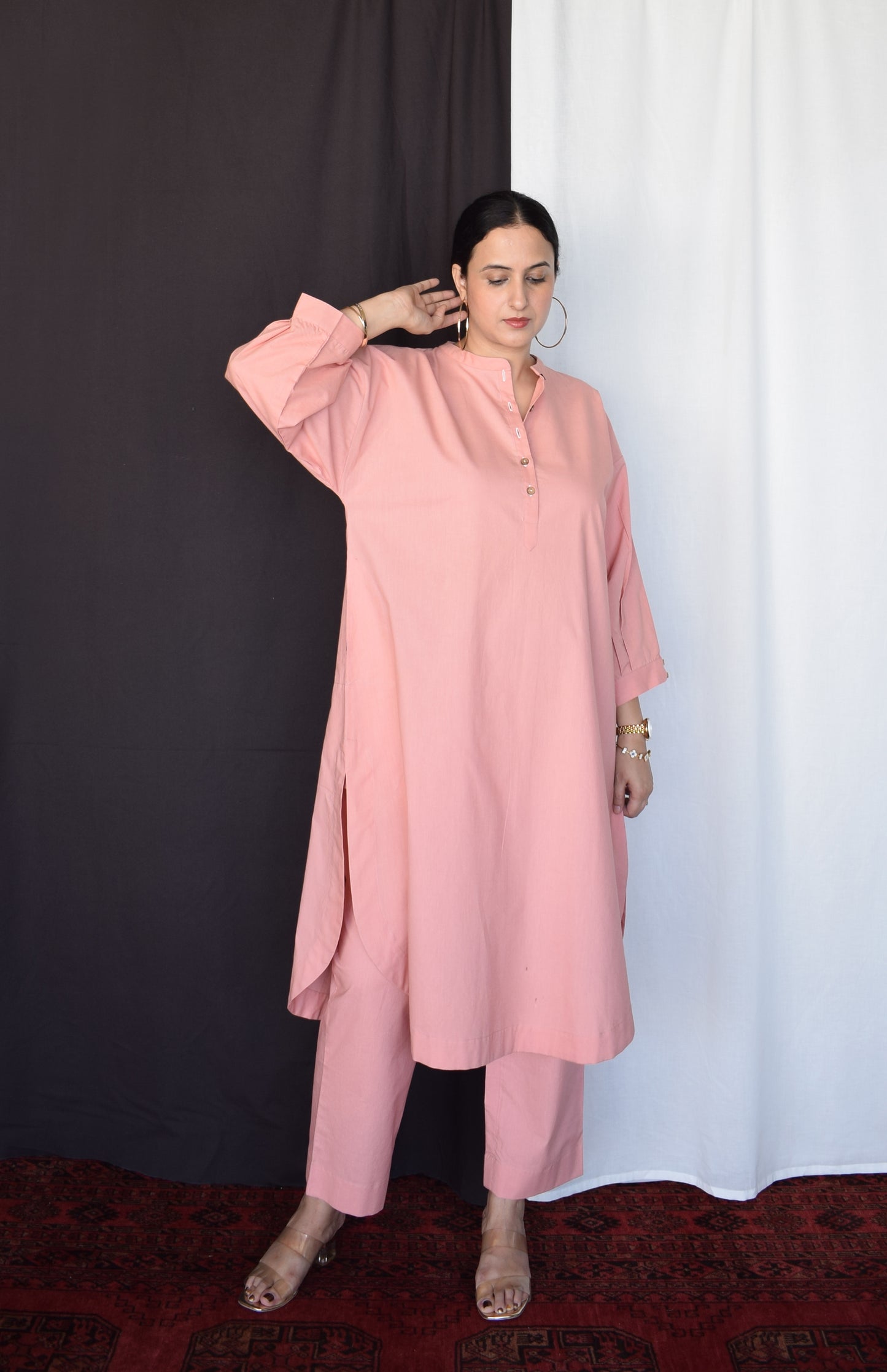 Coffee pink straight fit pants