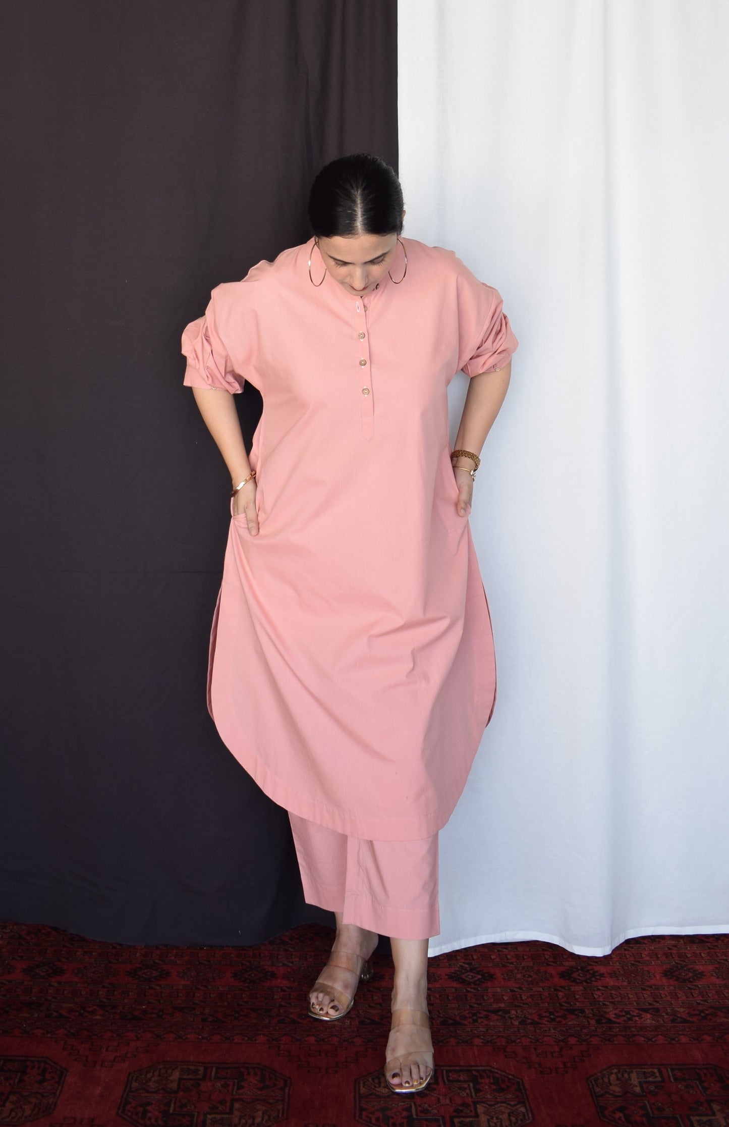 Coffee pink straight fit pants