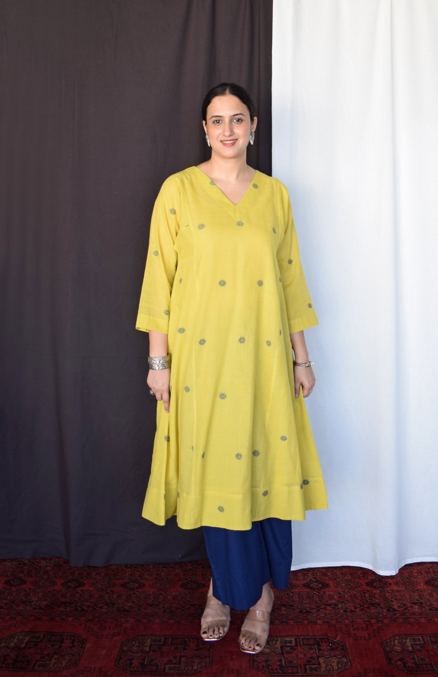Sunshine Yellow Jamdani Phiran