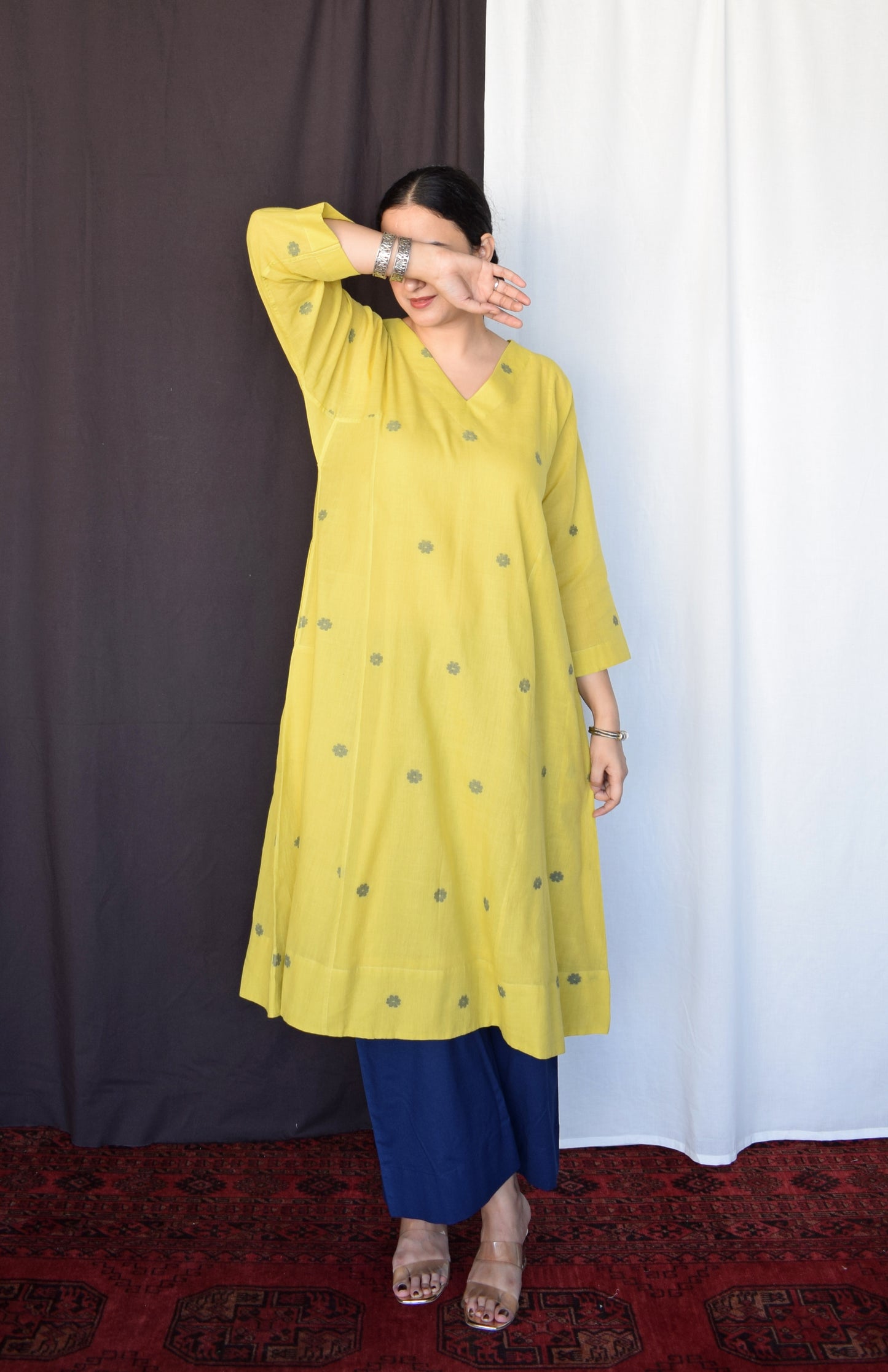 Sunshine Yellow Jamdani Phiran