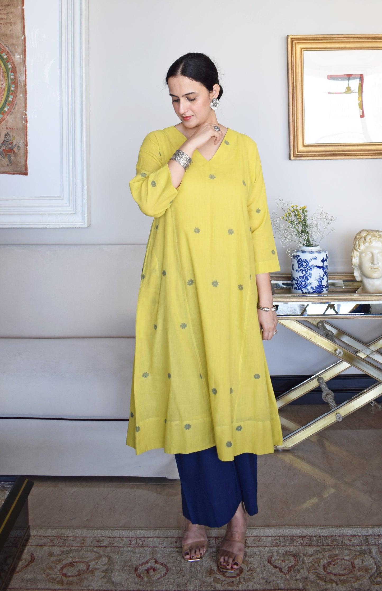 Sunshine Yellow Jamdani Phiran