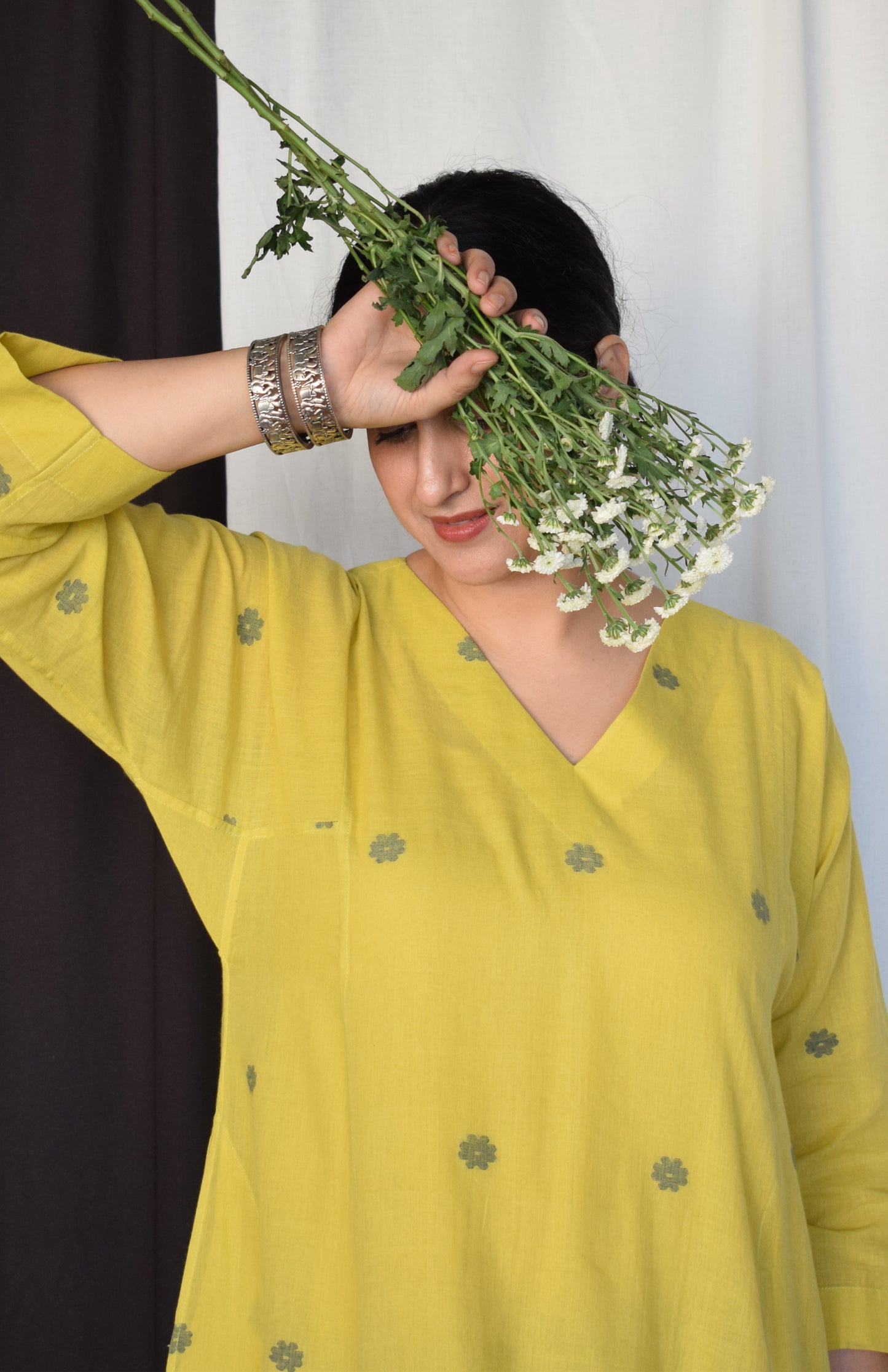 Sunshine Yellow Jamdani Phiran