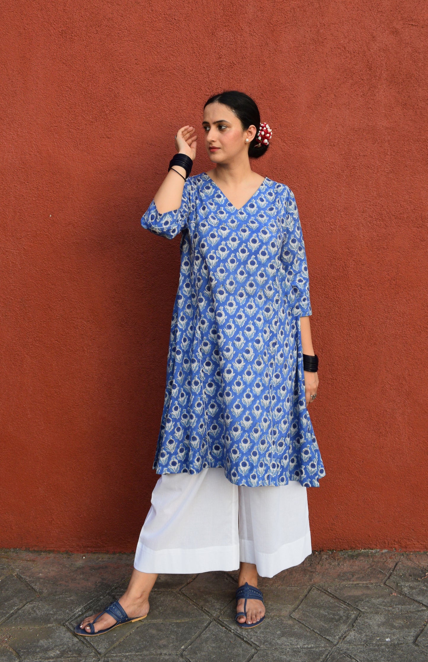 Blue Hand Block printed Phiran