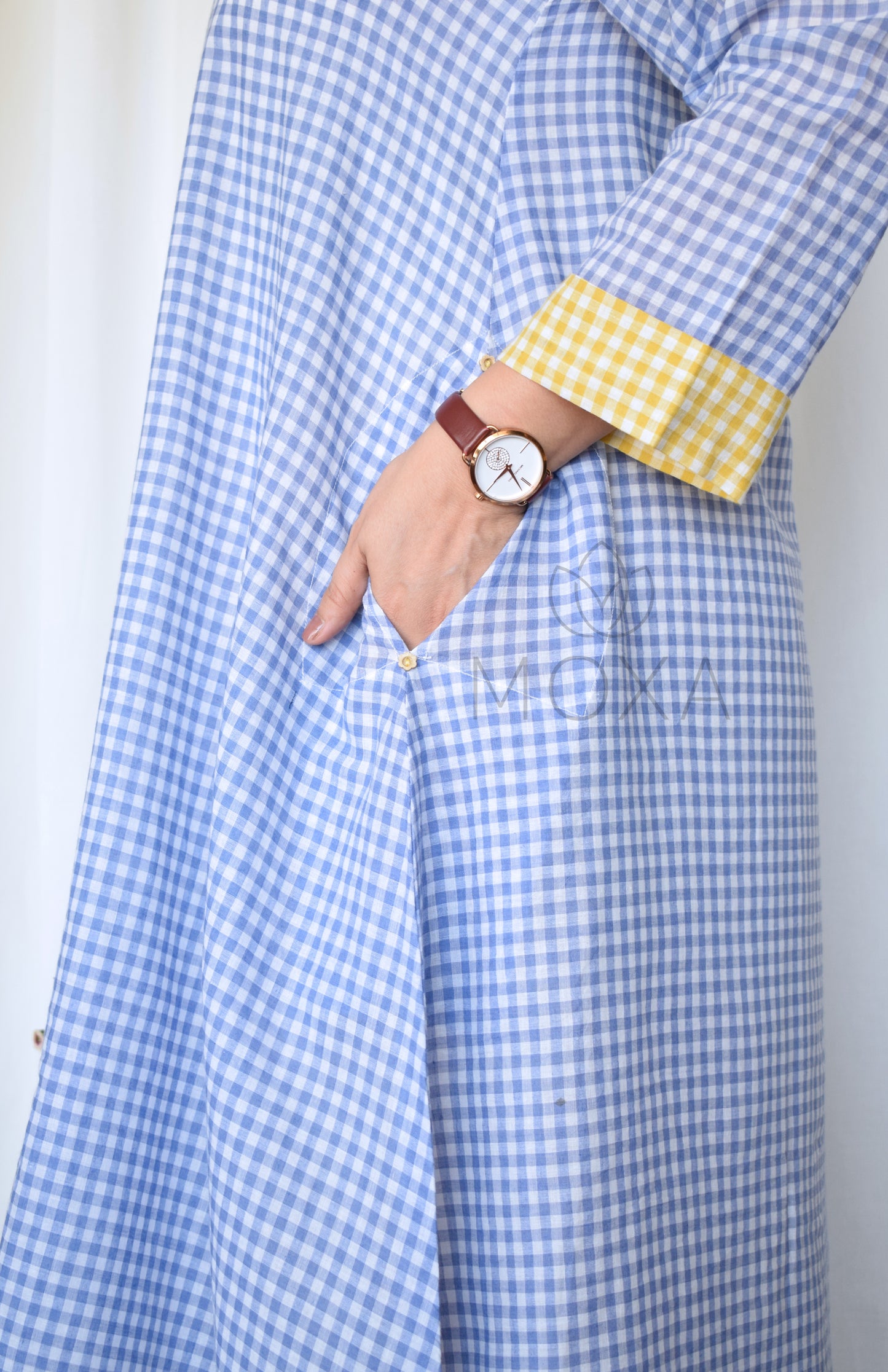 Love-in-a-Mist A-Line Kurta in Handloom Checks with Slip