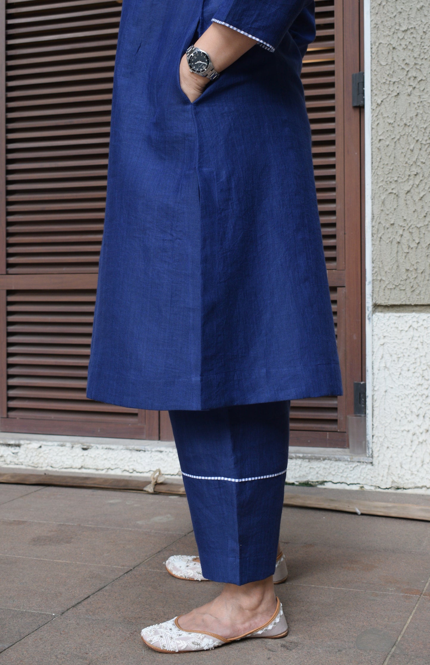 Dark blue linen trousers