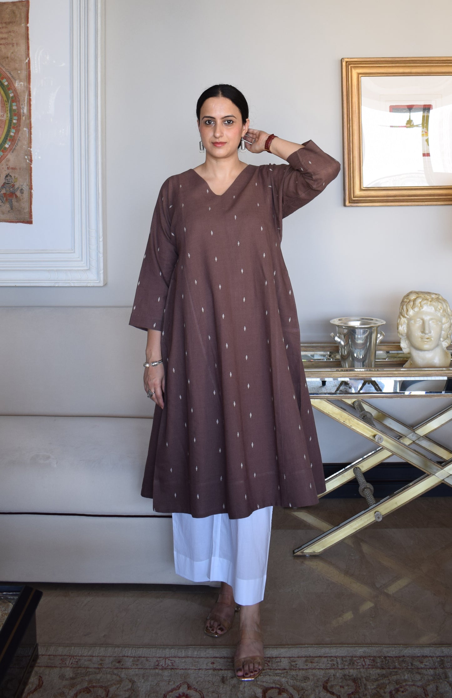 Brown Jamdani Phiran