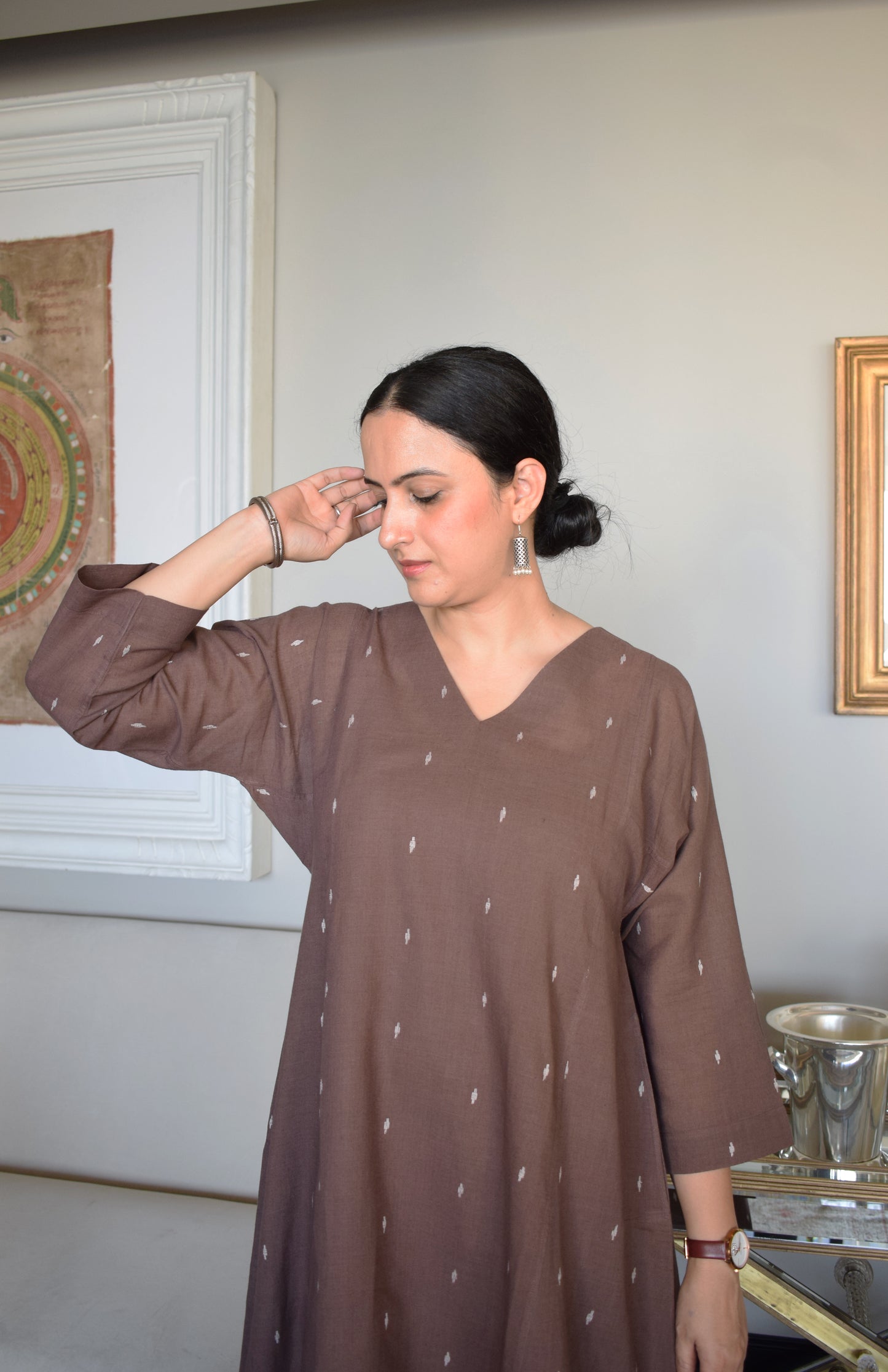 Brown Jamdani Phiran