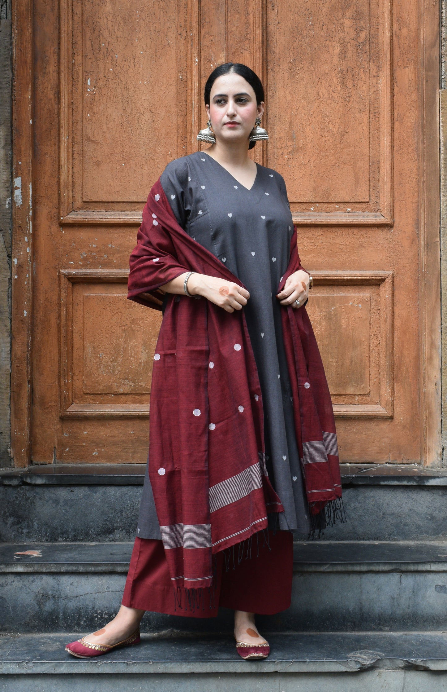 Charcoal Jamdani Phiran