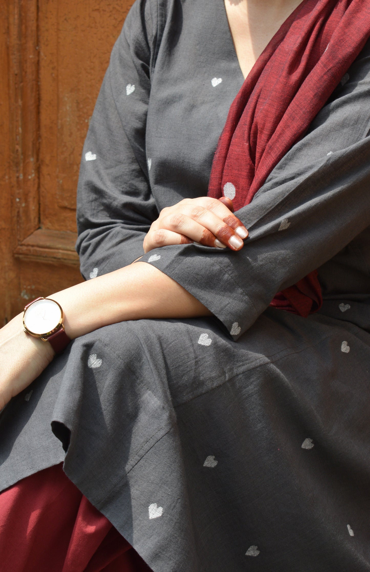 Charcoal Jamdani Phiran