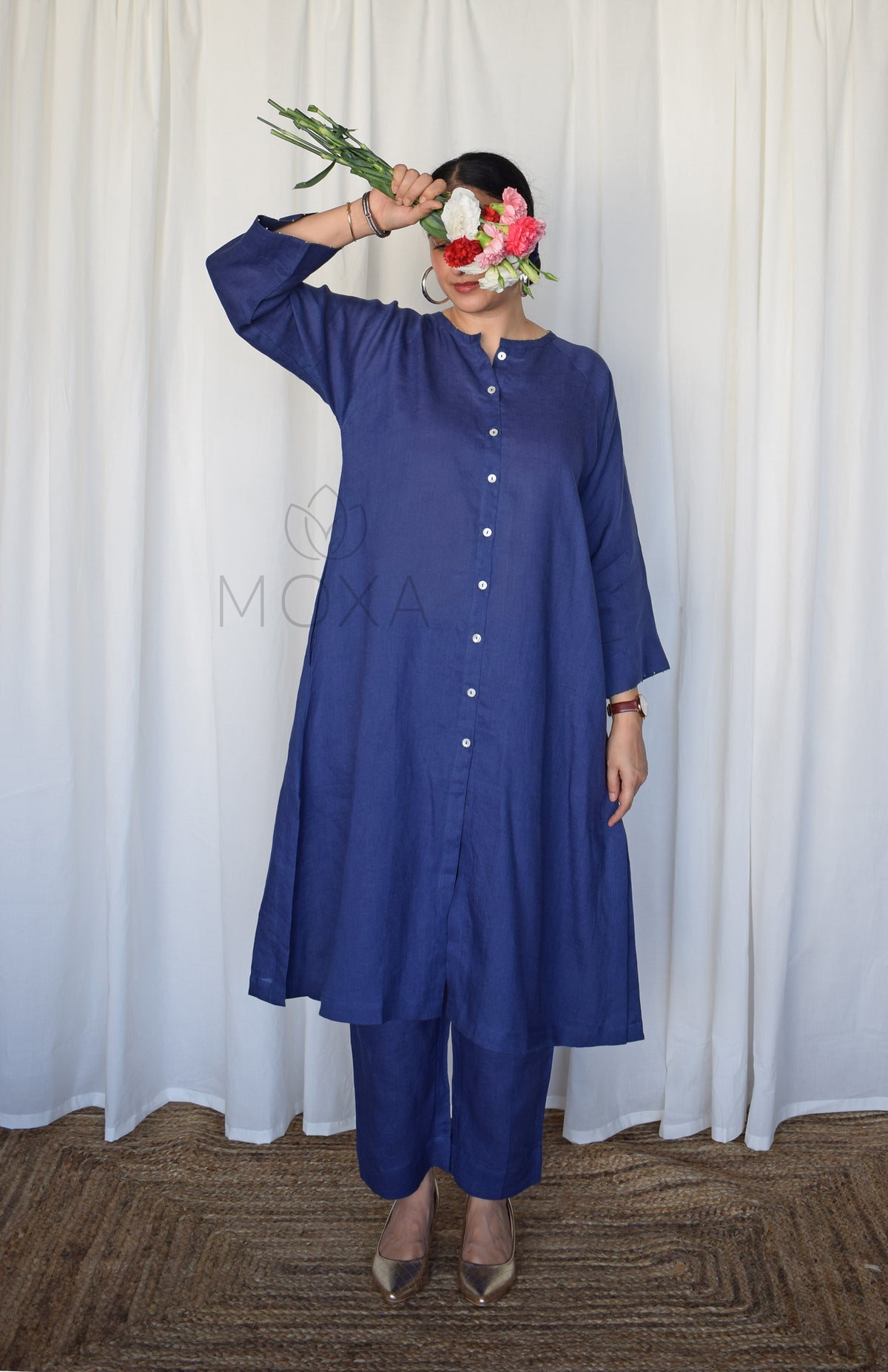 Denim Blue Linen Pants