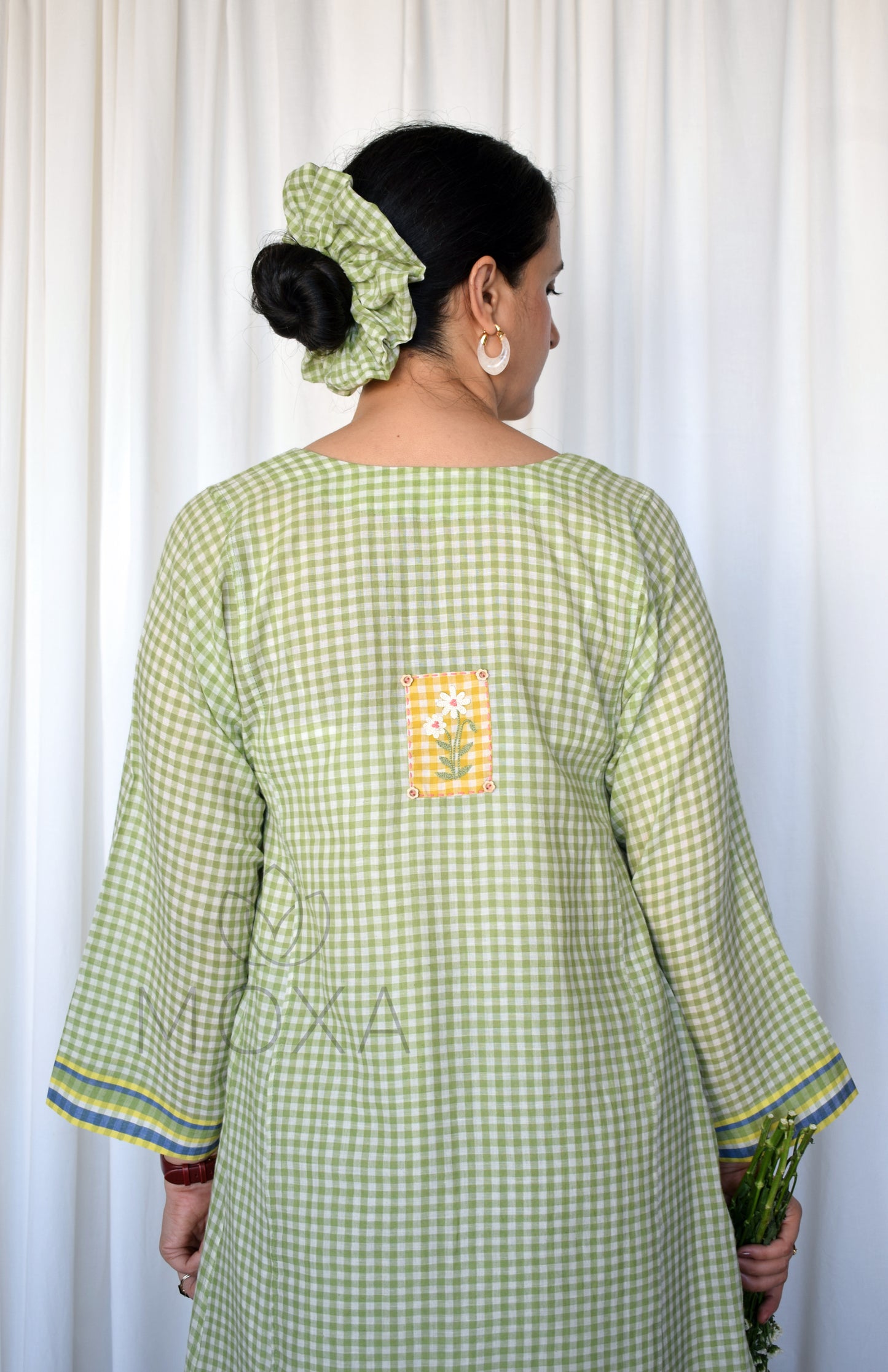 Willow Green Handloom Checks Kurta Set