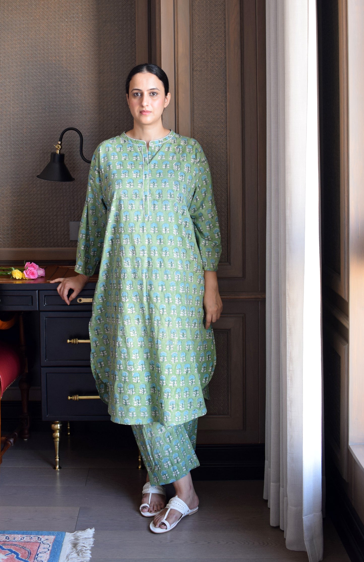 Green Handblock Printed Antifit Co-Ord Set