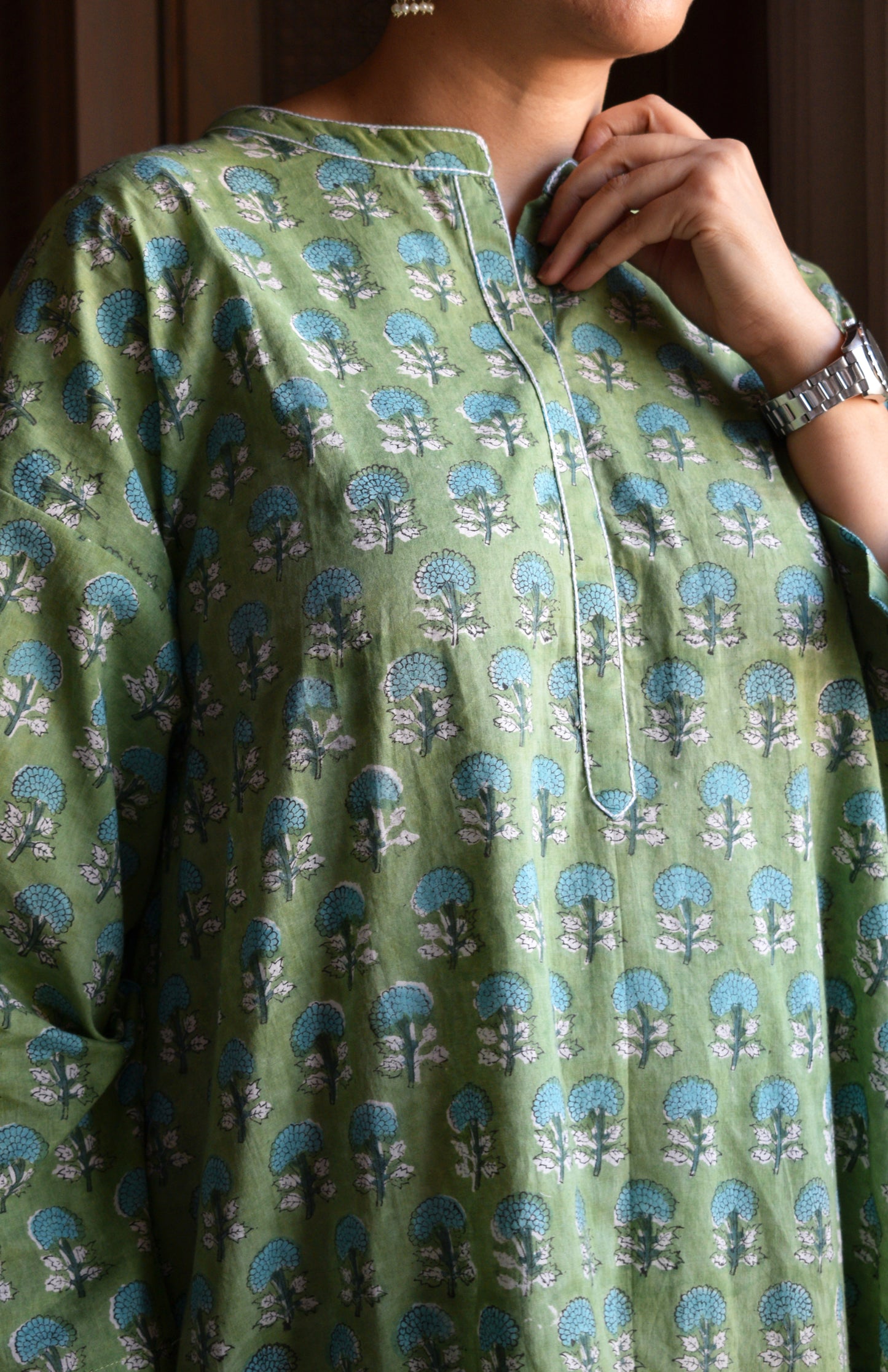 Green Handblock Printed Antifit Co-Ord Set