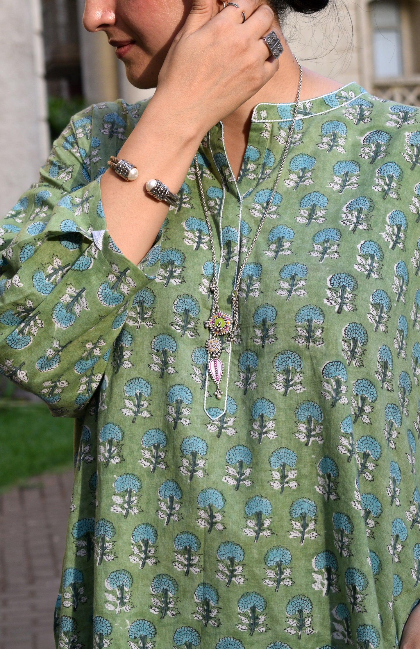Green Handblock Printed Antifit Co-Ord Set
