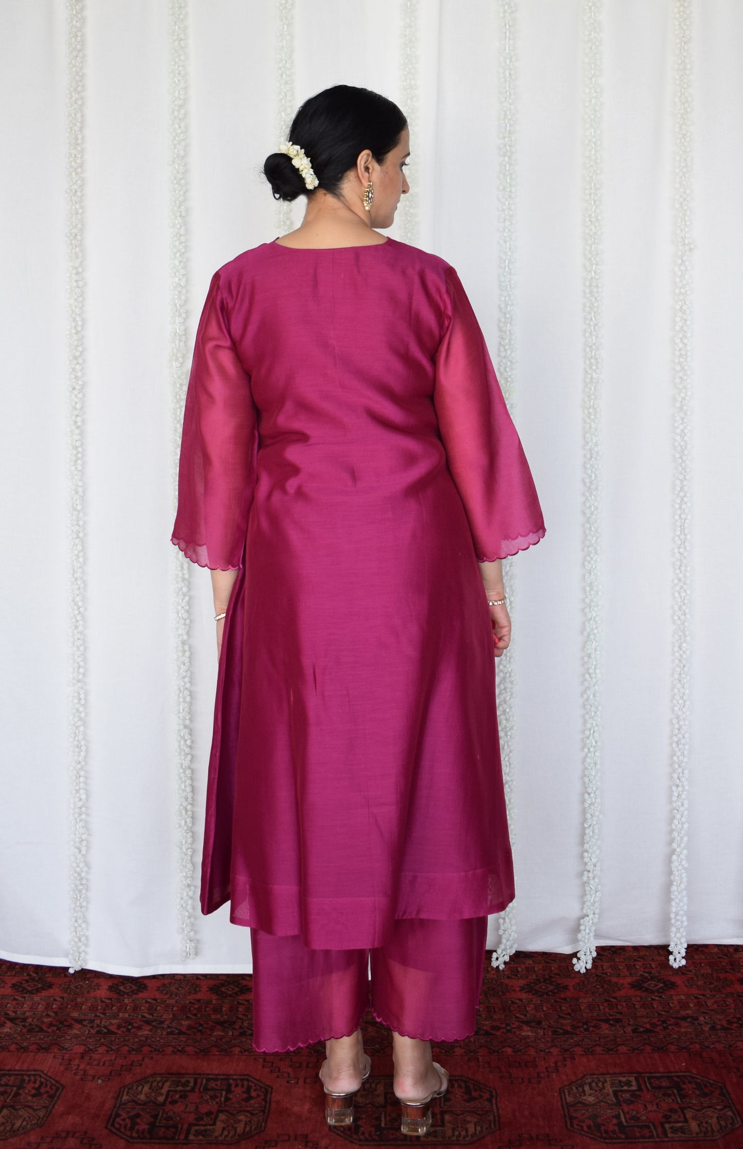Magenta Chanderi Kurta with Pyjama